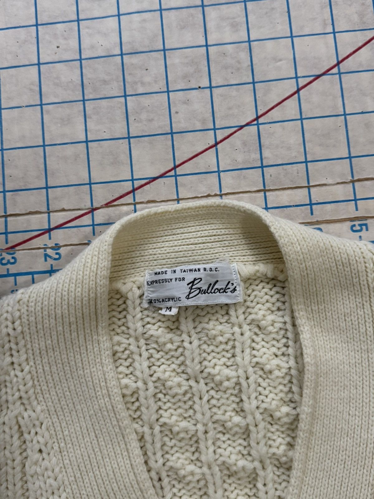 Other × Vintage Vintage Bullock Cable Knit Cardigan Sweater Cream White Med Size US M / EU 48-50 / 2 - 4 Thumbnail