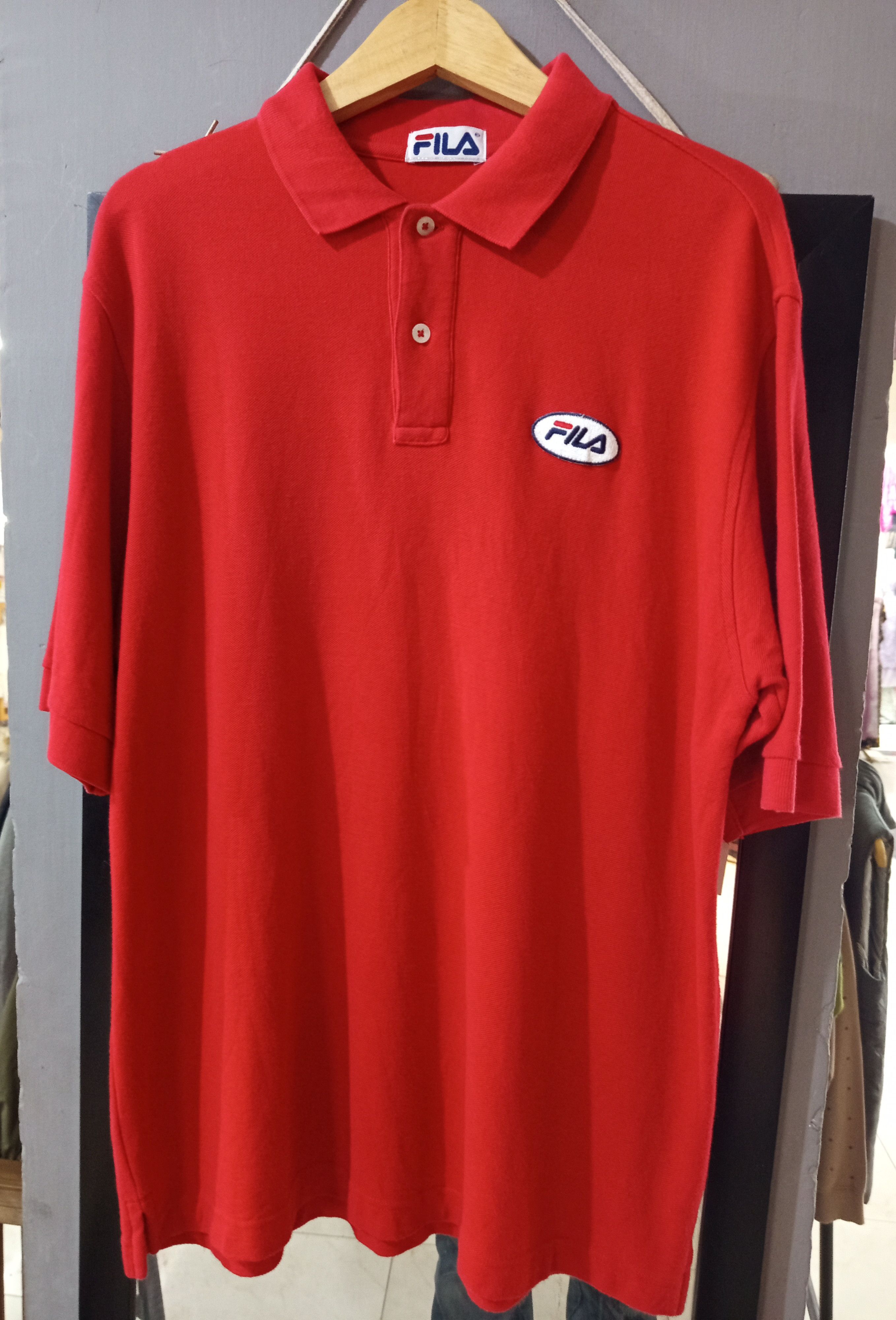 Vintage 1990s FILA Made in USA Red Polo Vintage Sportswear Size US L / EU 52-54 / 3 - 4 Thumbnail