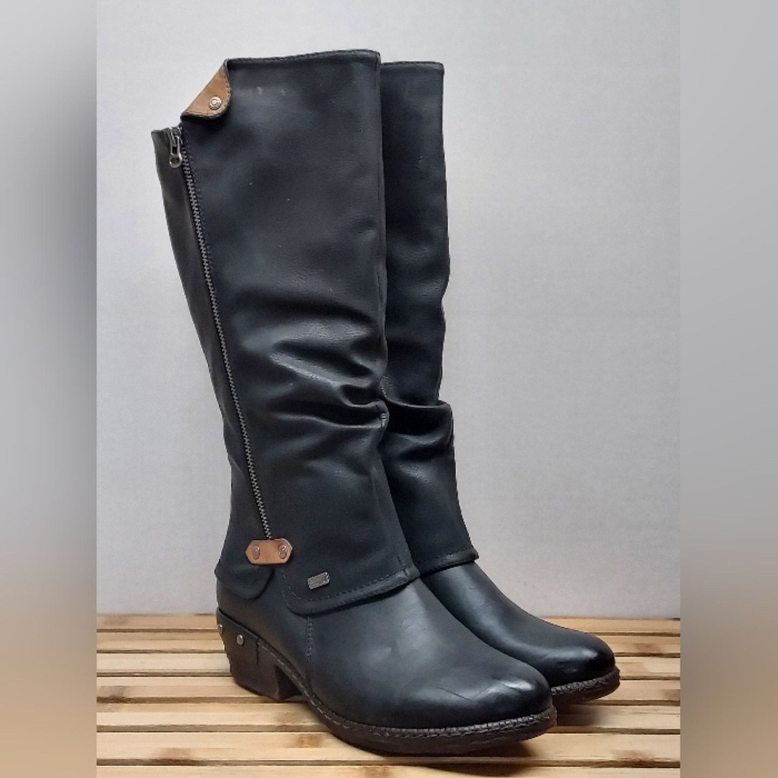 Rieker Rieker Womens Black Bernadette Knee High Boots Size 39 (7.5) Size US 7.5 / IT 37.5 - 2 Thumbnail
