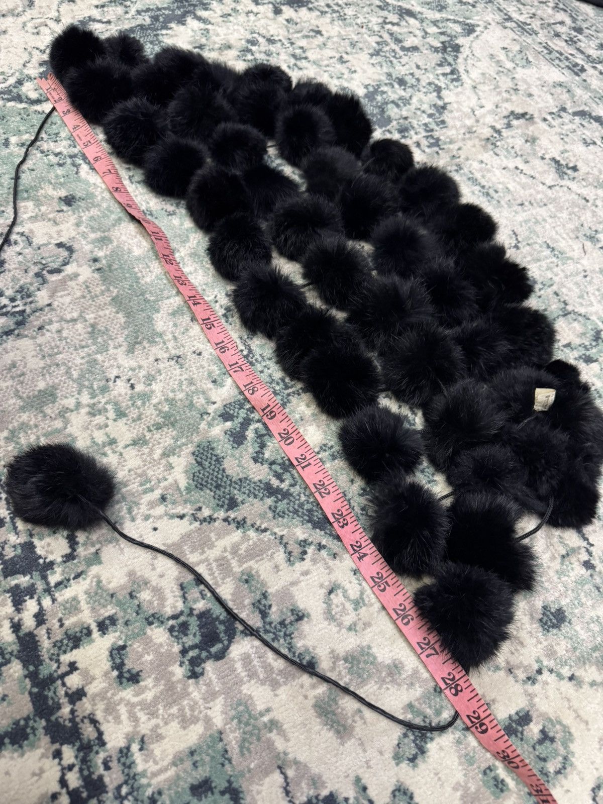 Japanese Brand BLACK POM-POM RABBIT FUR SCARF Size ONE SIZE - 5 Thumbnail