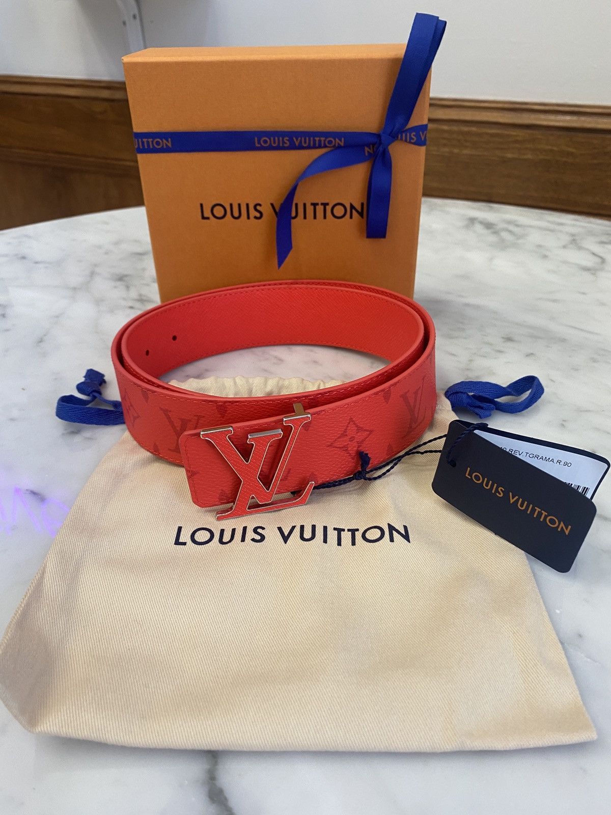Louis Vuitton Louis Vuitton Fire Red Monogram LV Buckle Belt SS22 Size ONE SIZE - 1 Preview