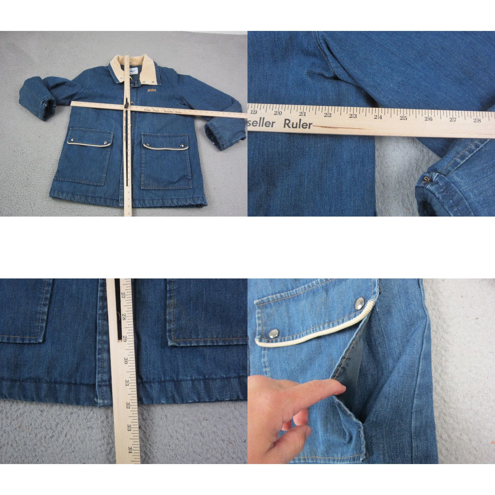 Vintage VINTAGE Wiman Bomber Jacket Mens L Blue Denim Snap Collar Made in USA 70s USA 90s Mens Old School Denim Jacket Size US L / EU 52-54 / 3 - 8 Thumbnail