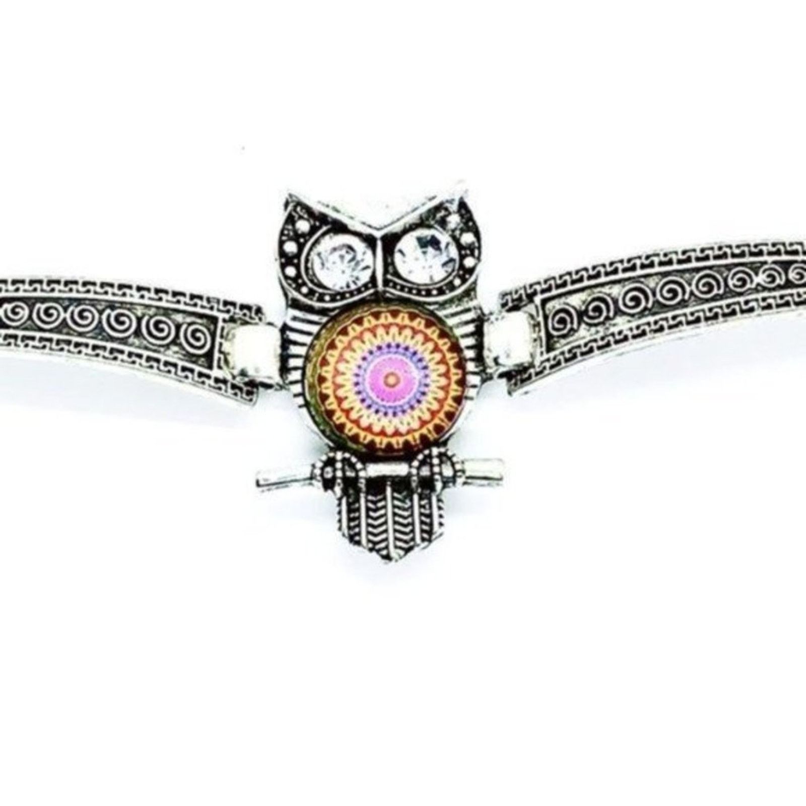 Other Boho Owl Rhinestone Silver-Tone Bracelet NWT Size ONE SIZE - 2 Thumbnail