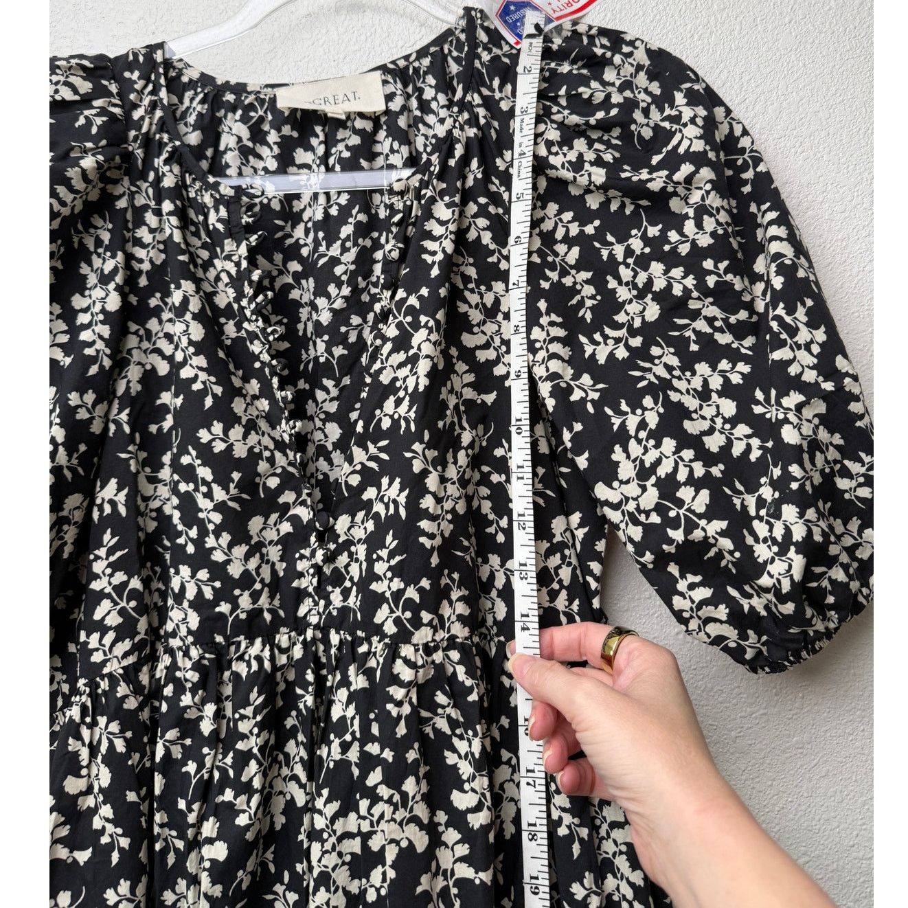 THE GREAT The Great Dress Black Ivory Floral Midi Women Button Front Size XS / US 0-2 / IT 36-38 - 14 Thumbnail