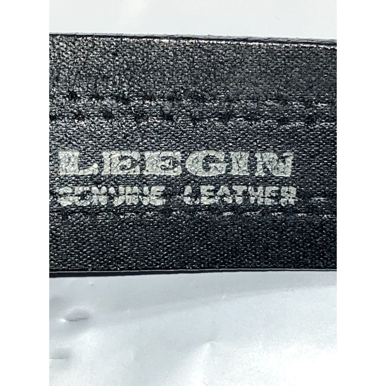 Vintage Leegin BLACK Leather BELT brass Silver Buckle Handcrafted in USA Size 50 Fits 46-53” Men Size ONE SIZE - 3 Thumbnail