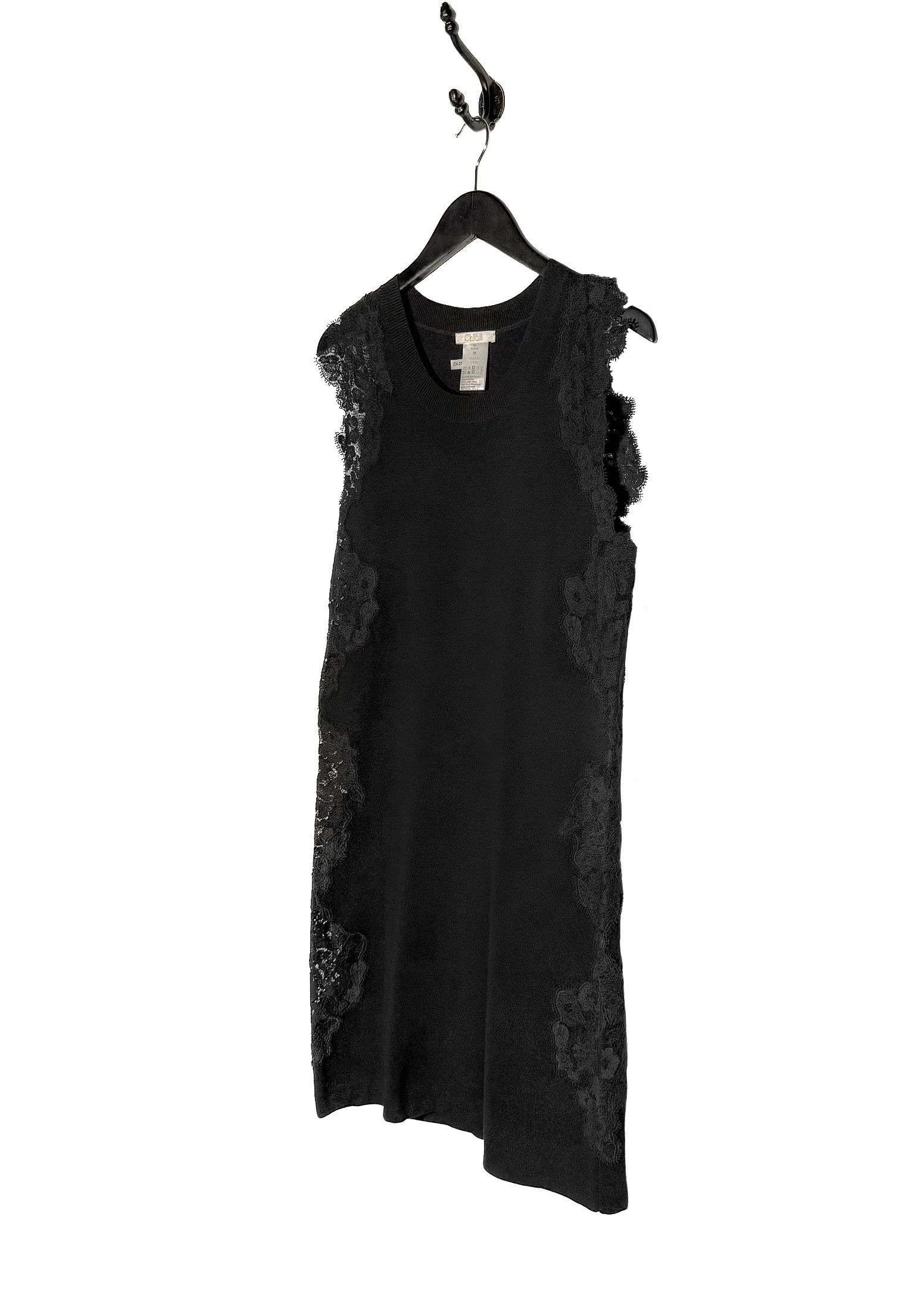 Chloe Chloé Black Wool Side Lace Insert Sleeveless Dress Size M / US 6-8 / IT 42-44 - 2 Thumbnail