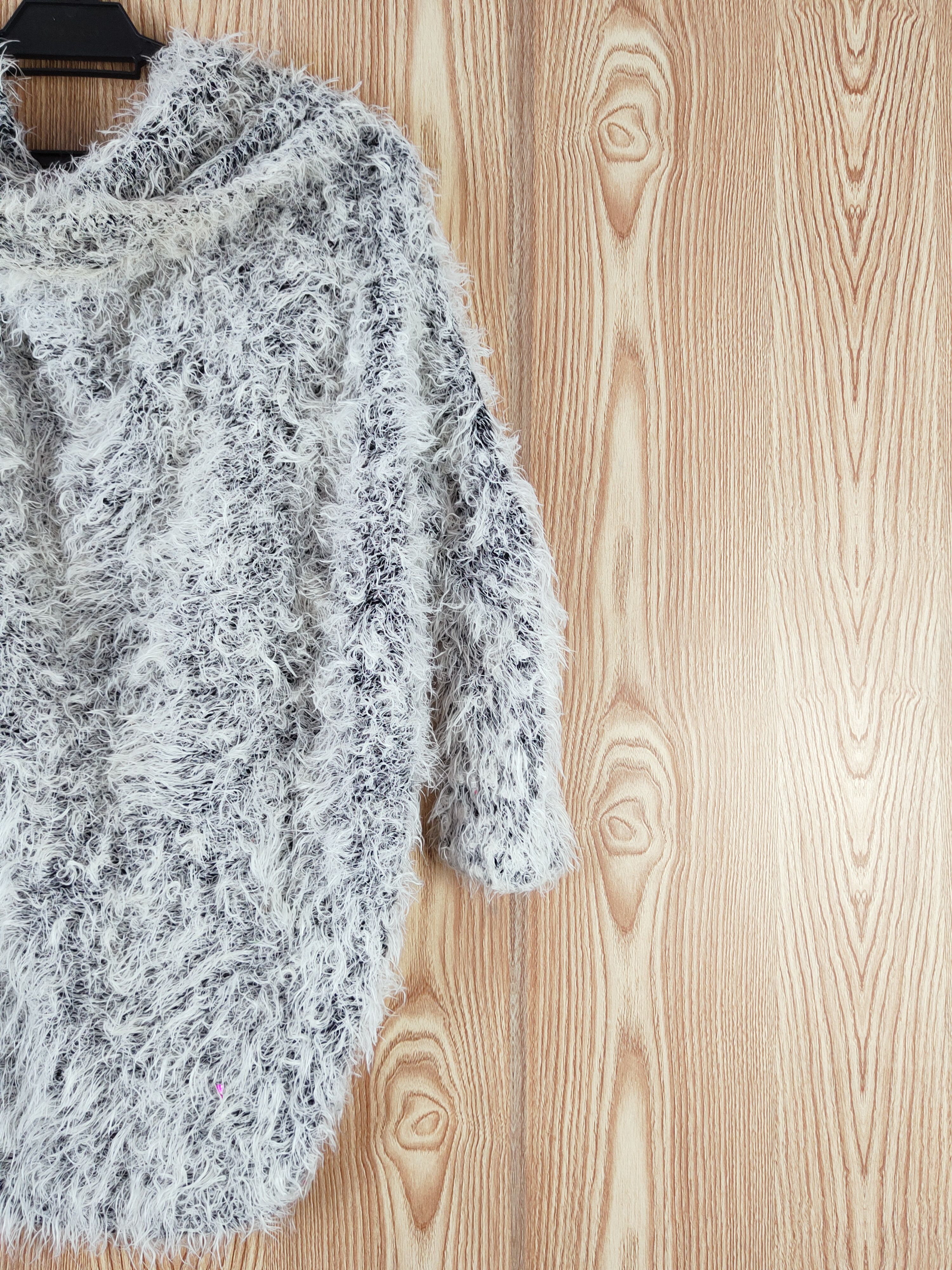 Japanese Brand × Vintage Art Design by Emoda Black White Fur Mohair Knitwear Size L / US 10 / IT 46 - 9 Thumbnail