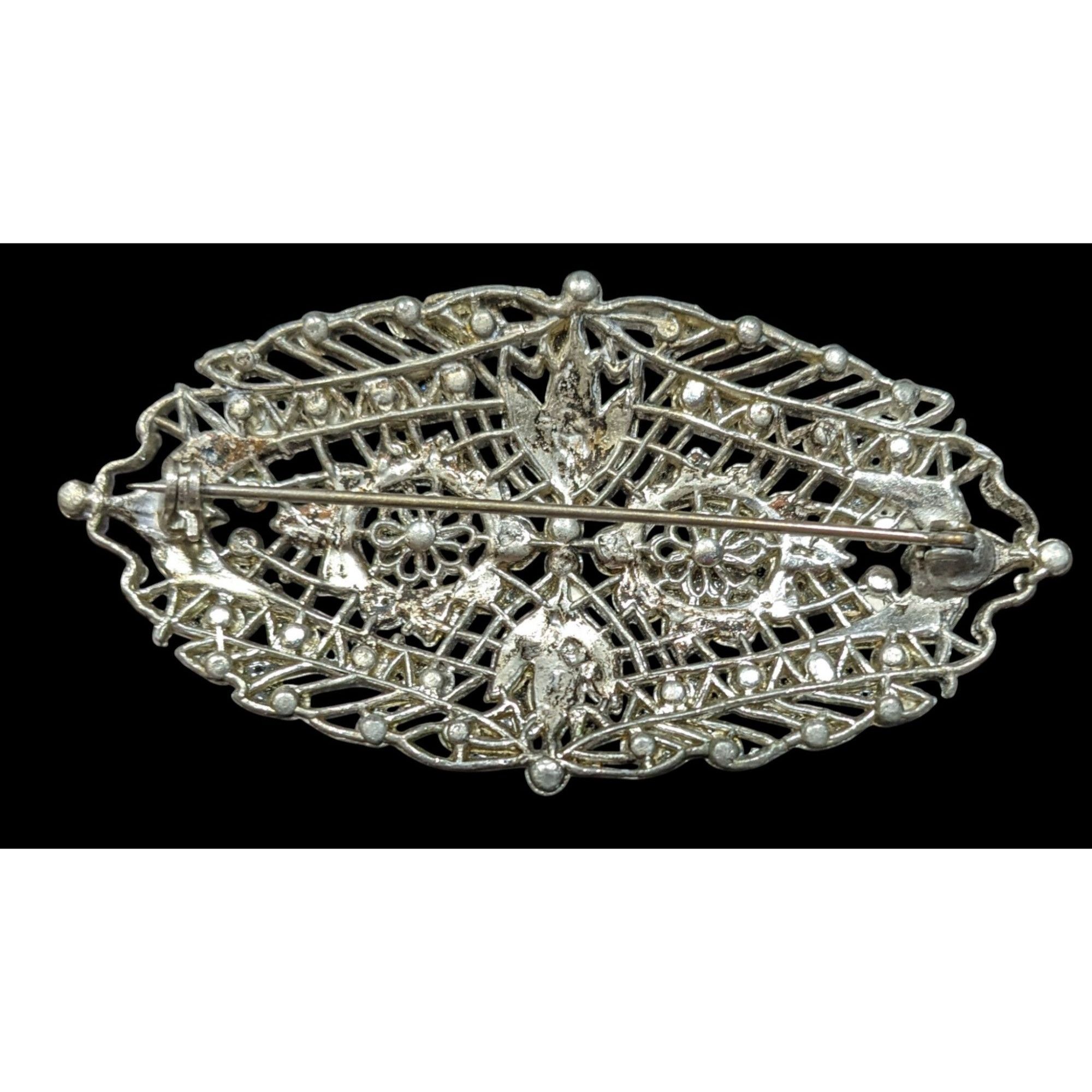 Other Vintage Glam Art Deco Large Silver Tone Brooch Size ONE SIZE - 2 Thumbnail