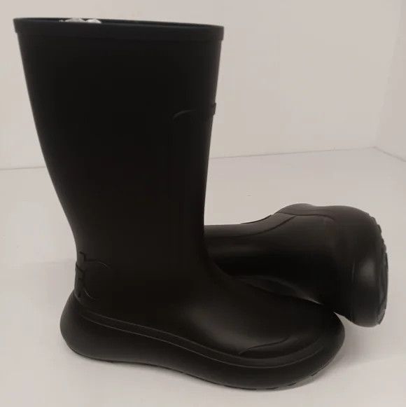 Salvatore Ferragamo Ferragamo Men's Gancini Detail Black Rain Boots - Size 8 Size US 8 / EU 41 - 6 Thumbnail