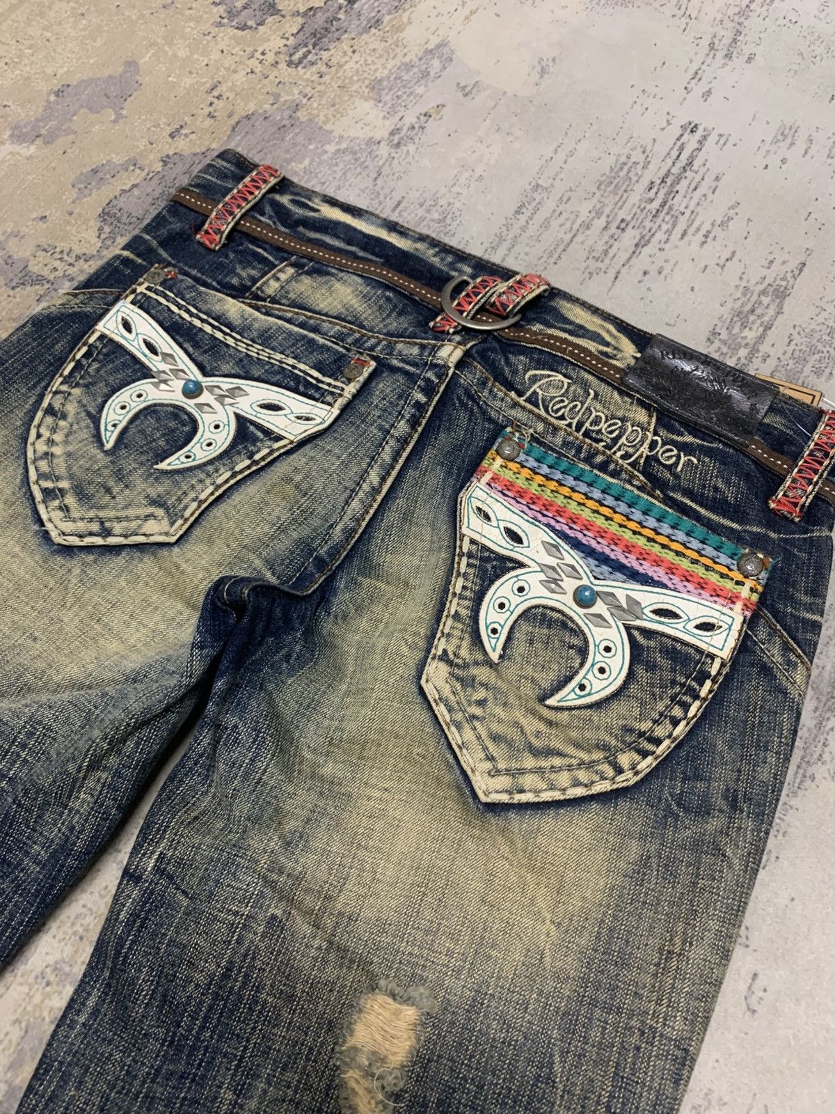 If Six Was Nine Vintage Red pepper Flared Distressed Jeans Size US 32 / EU 48 - 9 Thumbnail