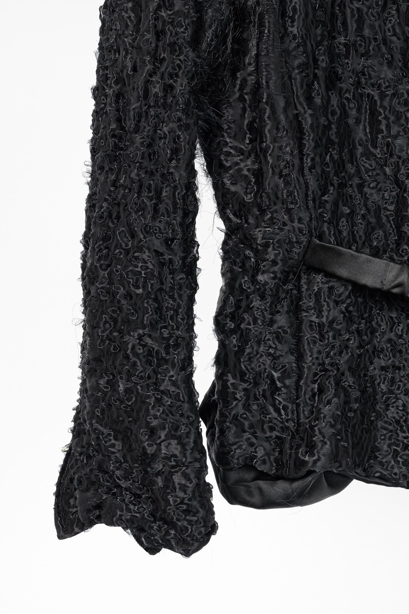 Armani Collezioni Armani Collezioni Black Puckered-Organza Belted Zip Jacket Size XL / US 12-14 / IT 48-50 - 6 Thumbnail