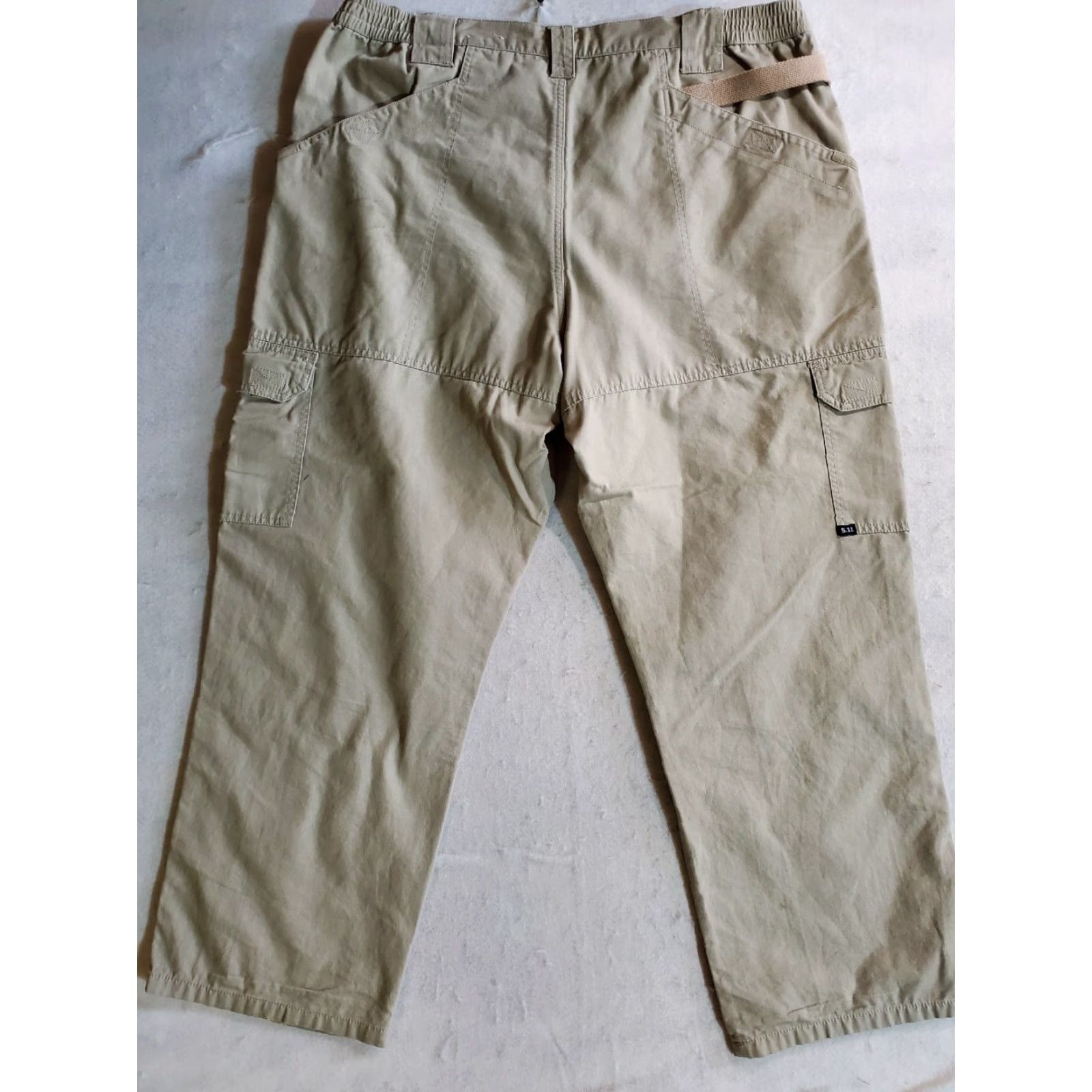 Vintage 5.11 Tactical Pants Mens 40x30 Cargo Pockets Tan & Gray 2 Pair 74251 Relaxed Straight Canvas 100% Cotton Utility Workwear Casual Size US 40 / EU 56 - 7 Thumbnail