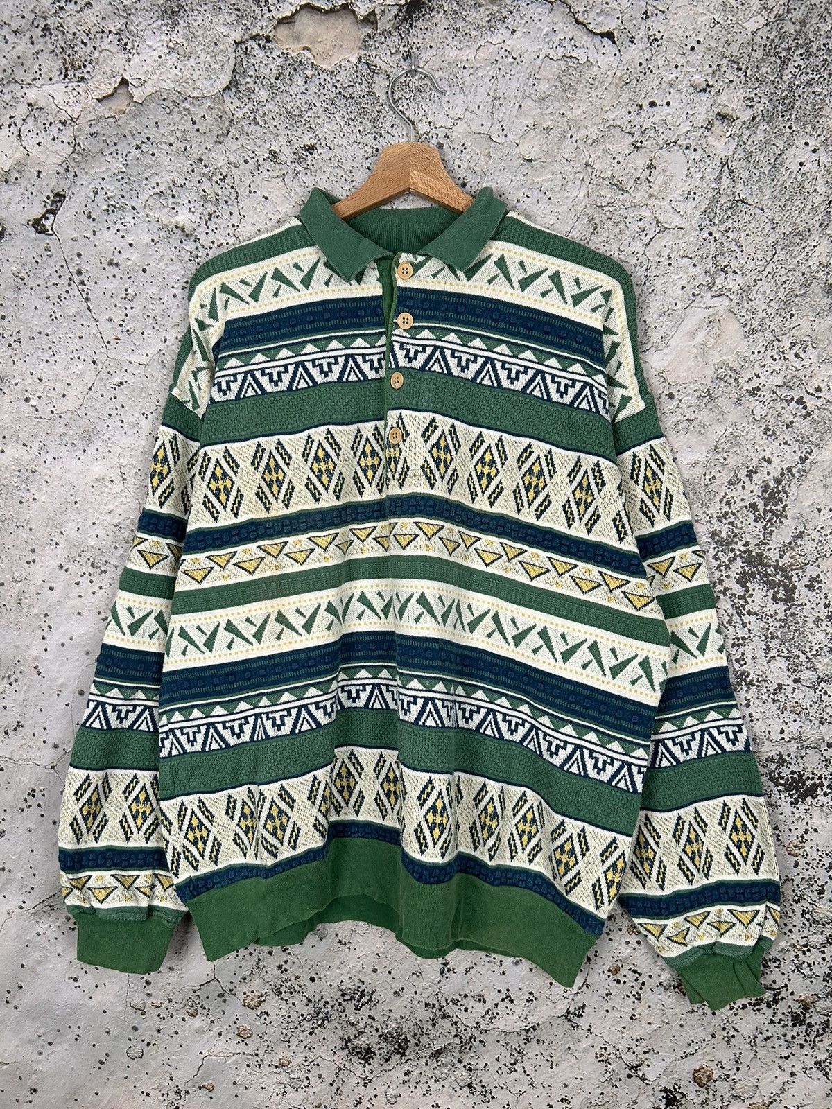 Vintage Vintage 90s Sweater Avantgarde Stripped Skate Rock Size US XL / EU 56 / 4 - 1 Thumbnail