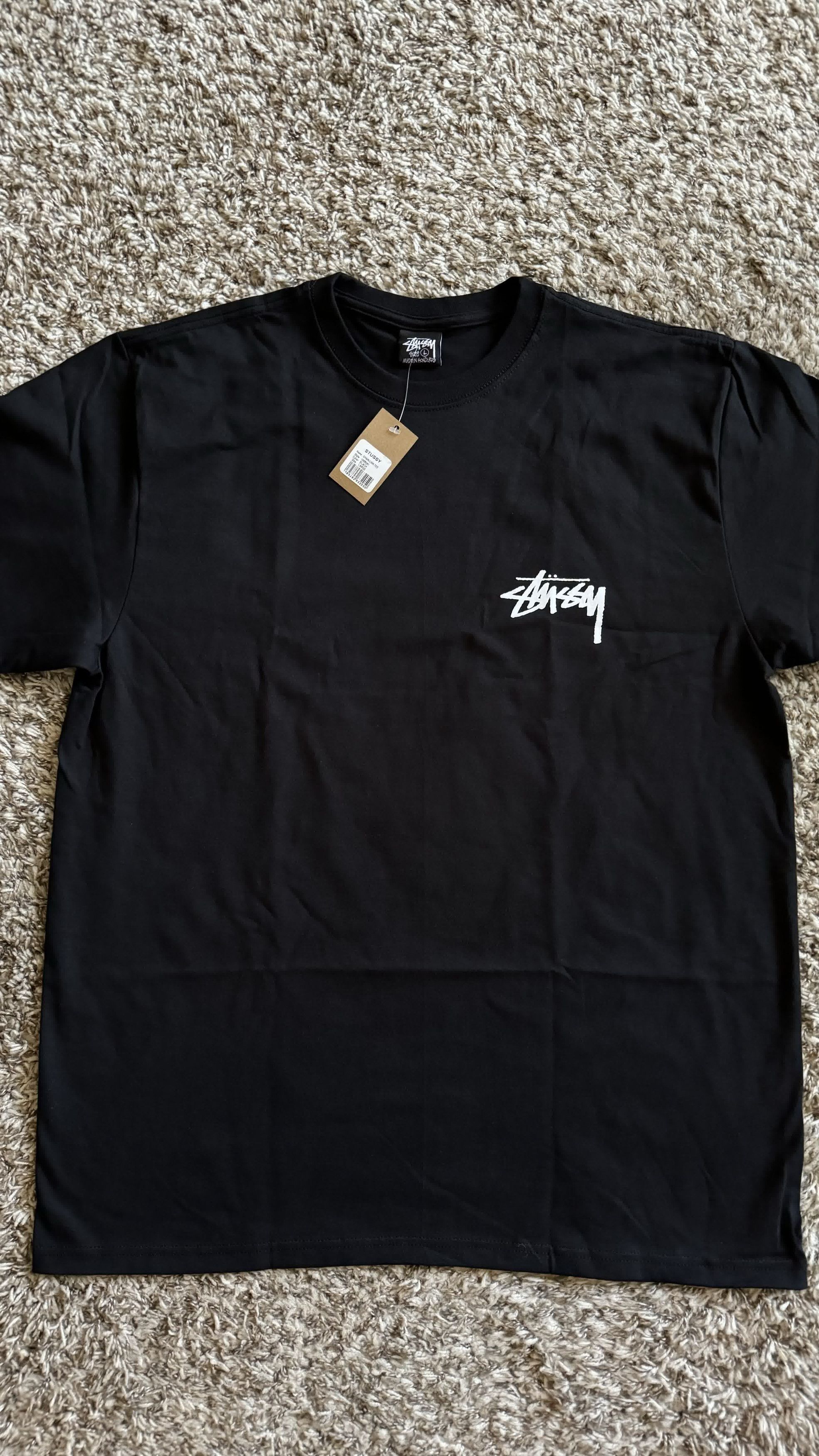 Stussy **NEW RARE** STUSSY CHAIN LINK BLACK LOGO TEE T-SHIRT L 