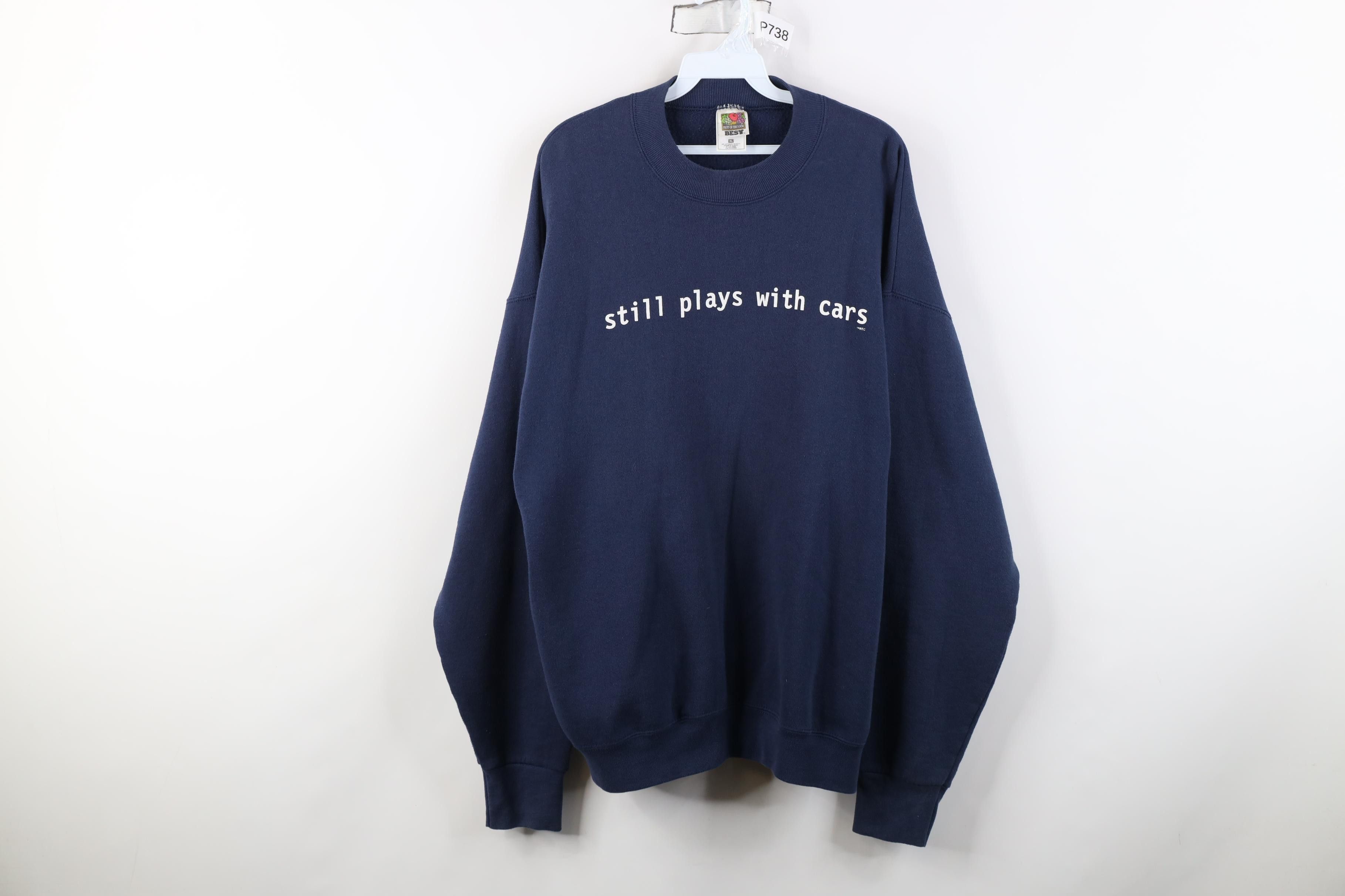 Vintage Vintage 90s Streetwear Still Plays With Cars Sweatshirt Blue Size US XL / EU 56 / 4 - 1 Thumbnail