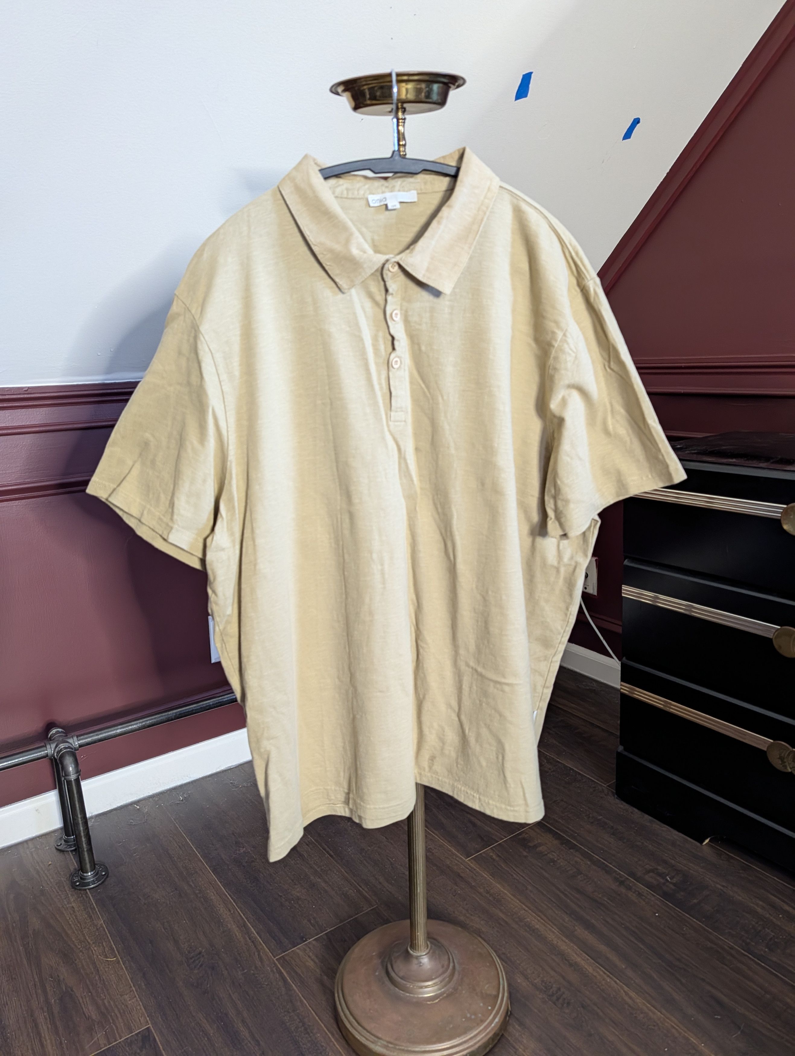 Onia Beige natural fiber textured polo shirt Size US XXL / EU 58 / 5 - 1 Thumbnail