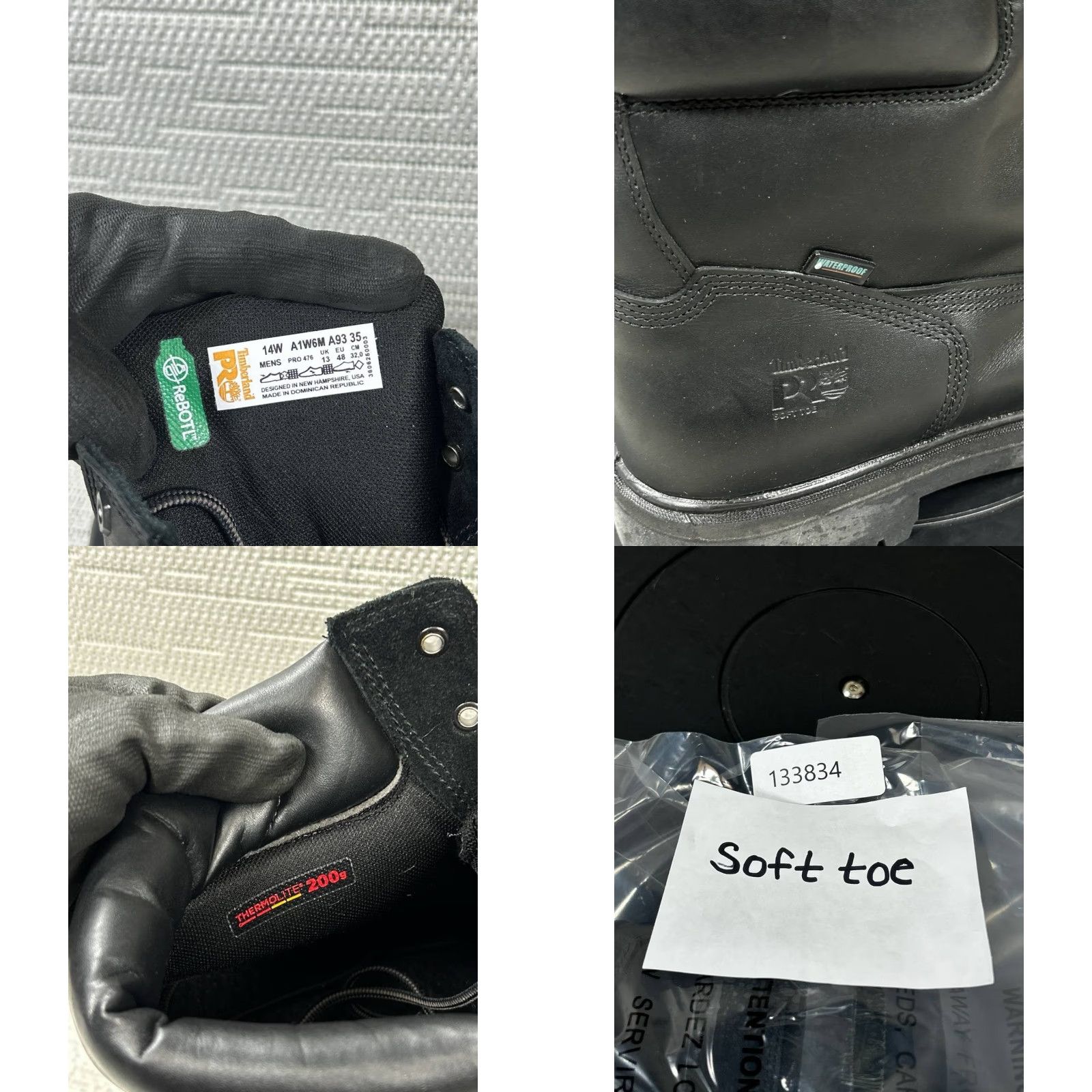 Timberland Timberland PRO Boots Mens Size 14 Wide Direct Attach Soft Toe Work Black Leather Shoes Boots Size US 14 / EU 47 - 8 Thumbnail