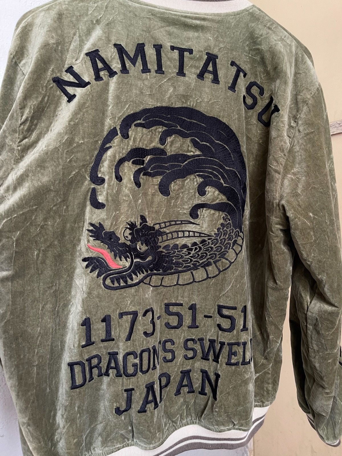 Japanese Brand Namitasu Dragon Embroidery Sukajan Velvet Jacket Size US XL / EU 56 / 4 - 3 Thumbnail