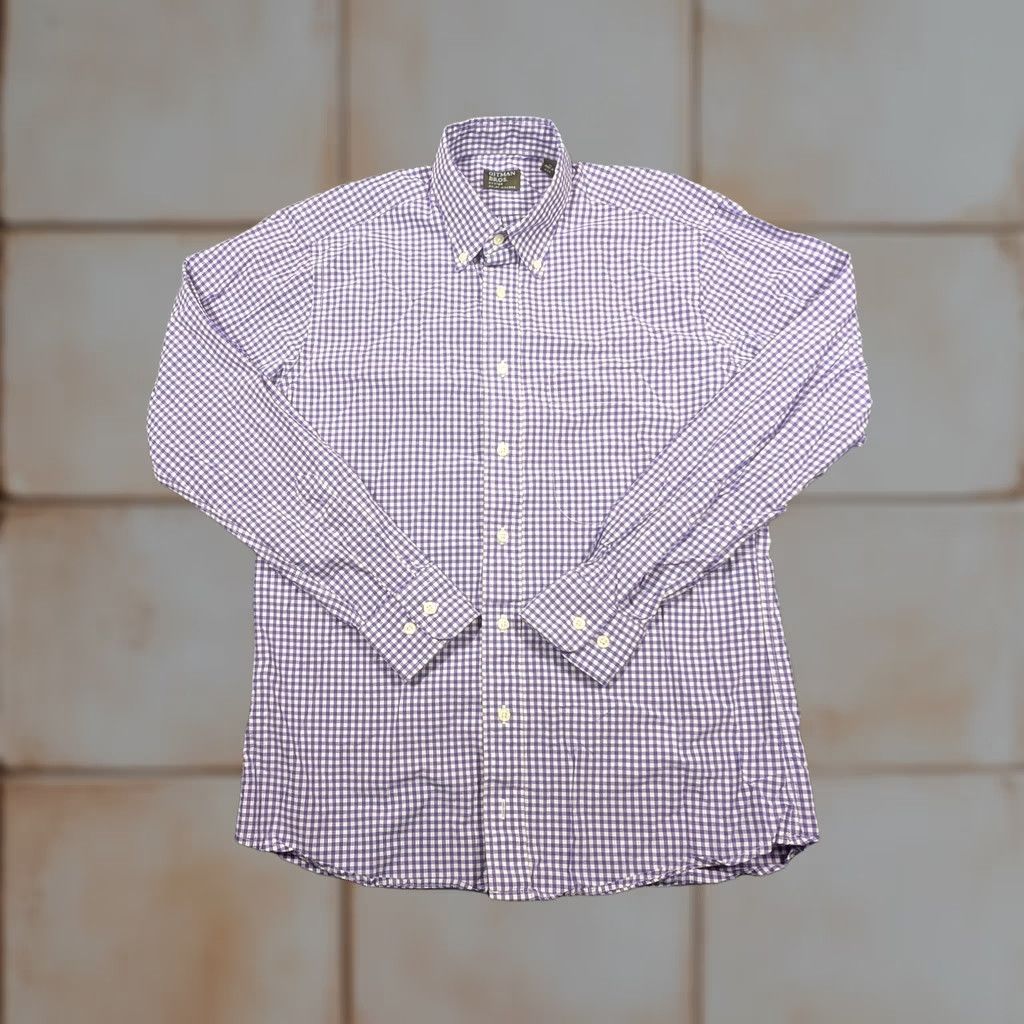 Vintage Gitman Bros Shirt Mens Medium Purple Gingham Button-Down Long Sleeve Made In USA Size US M / EU 48-50 / 2 - 1 Thumbnail