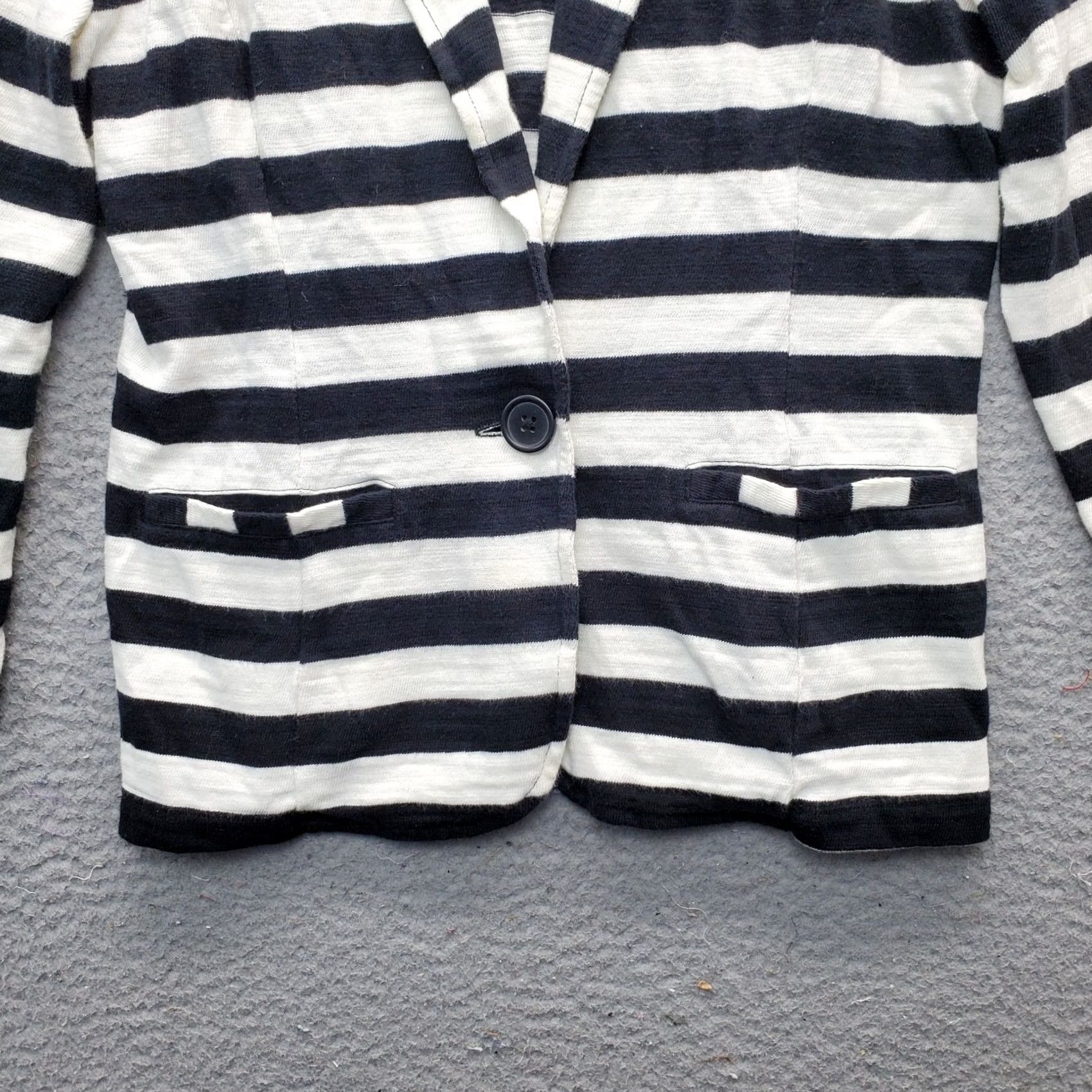 Vintage Caslon Blazer Jacket Womens Small Multi Striped Knit Single Breasted Notch Lapel Size S / US 4 / IT 40 - 3 Thumbnail