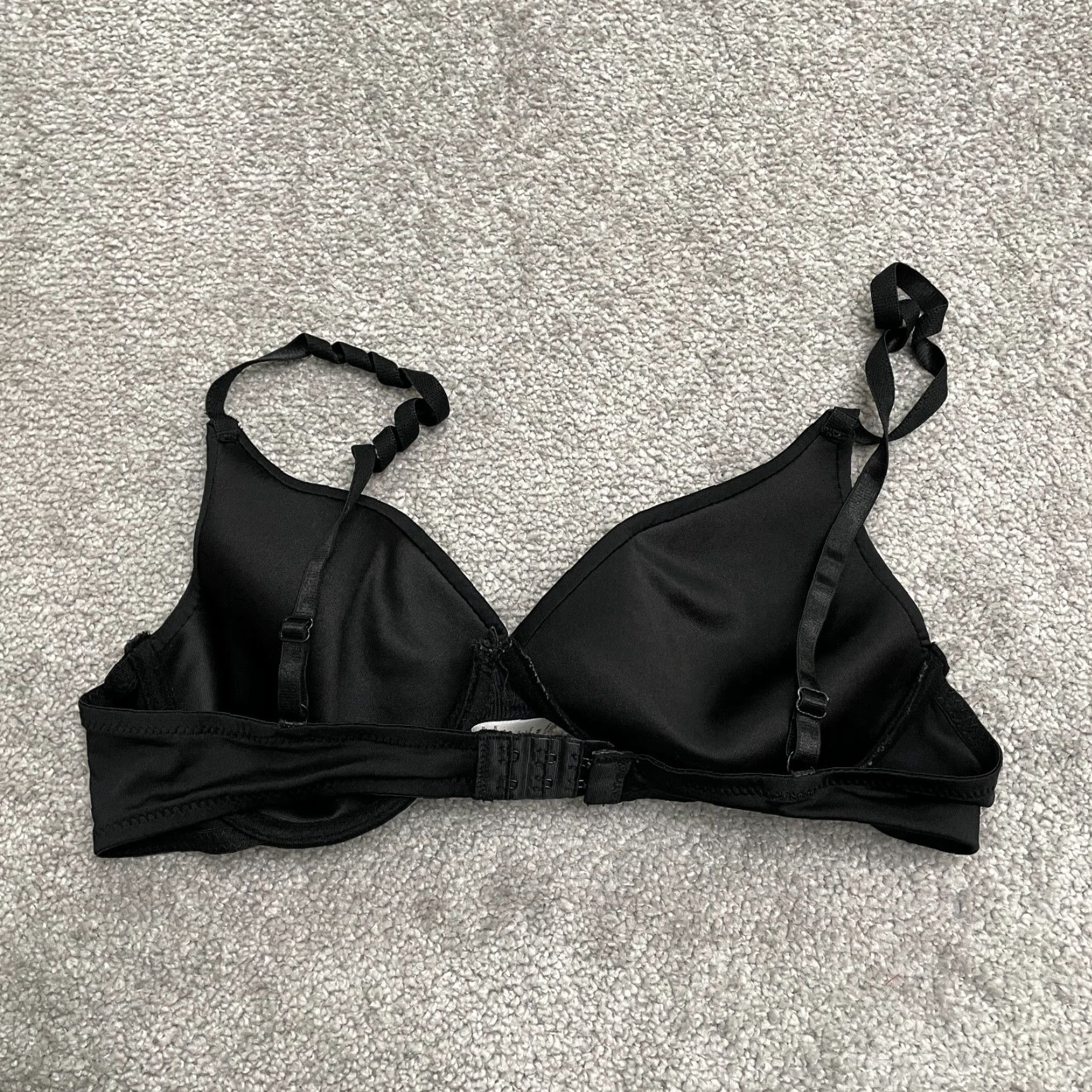 Vintage Unbranded Bra Womens 36B Black Underwired Padded Hook & Eye Adjustable Strap Size ONE SIZE - 2 Thumbnail