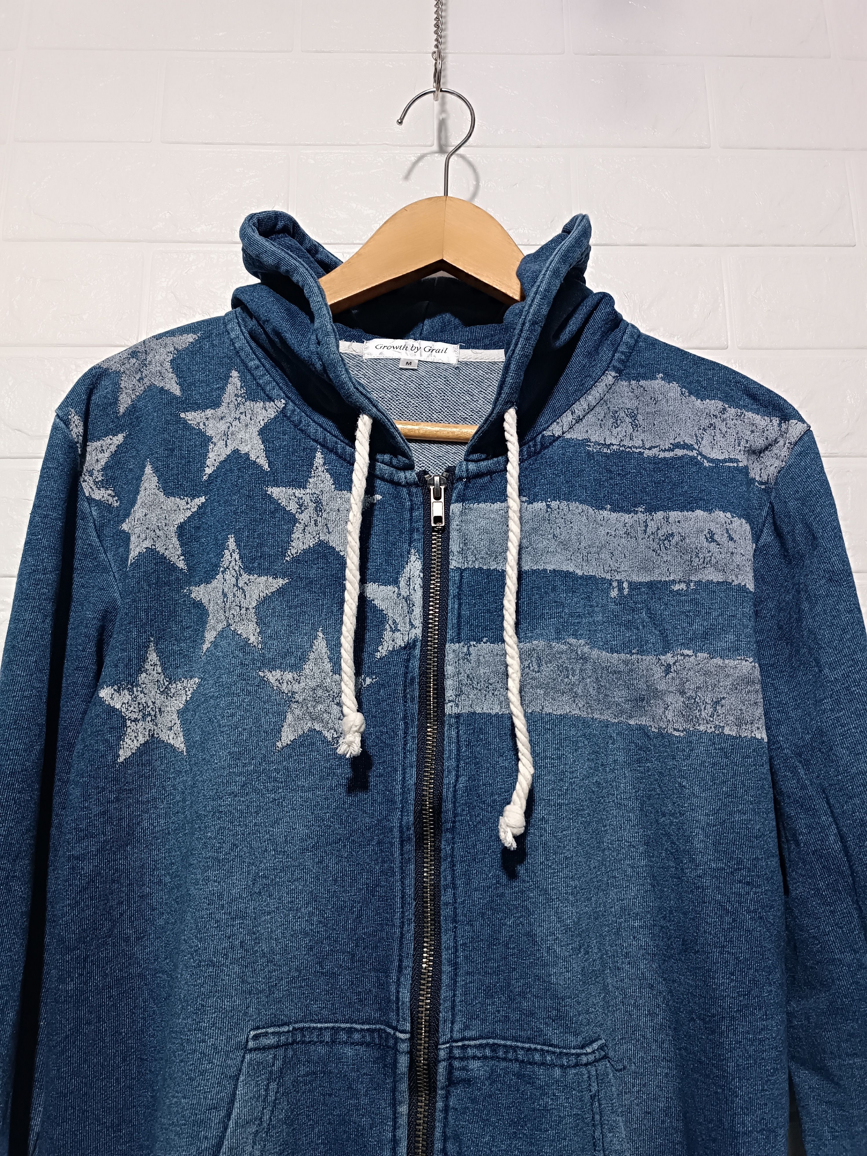 Japanese Brand Vintage Indigo Wash Hoodie Sweater American Flag Size US M / EU 48-50 / 2 - 3 Thumbnail