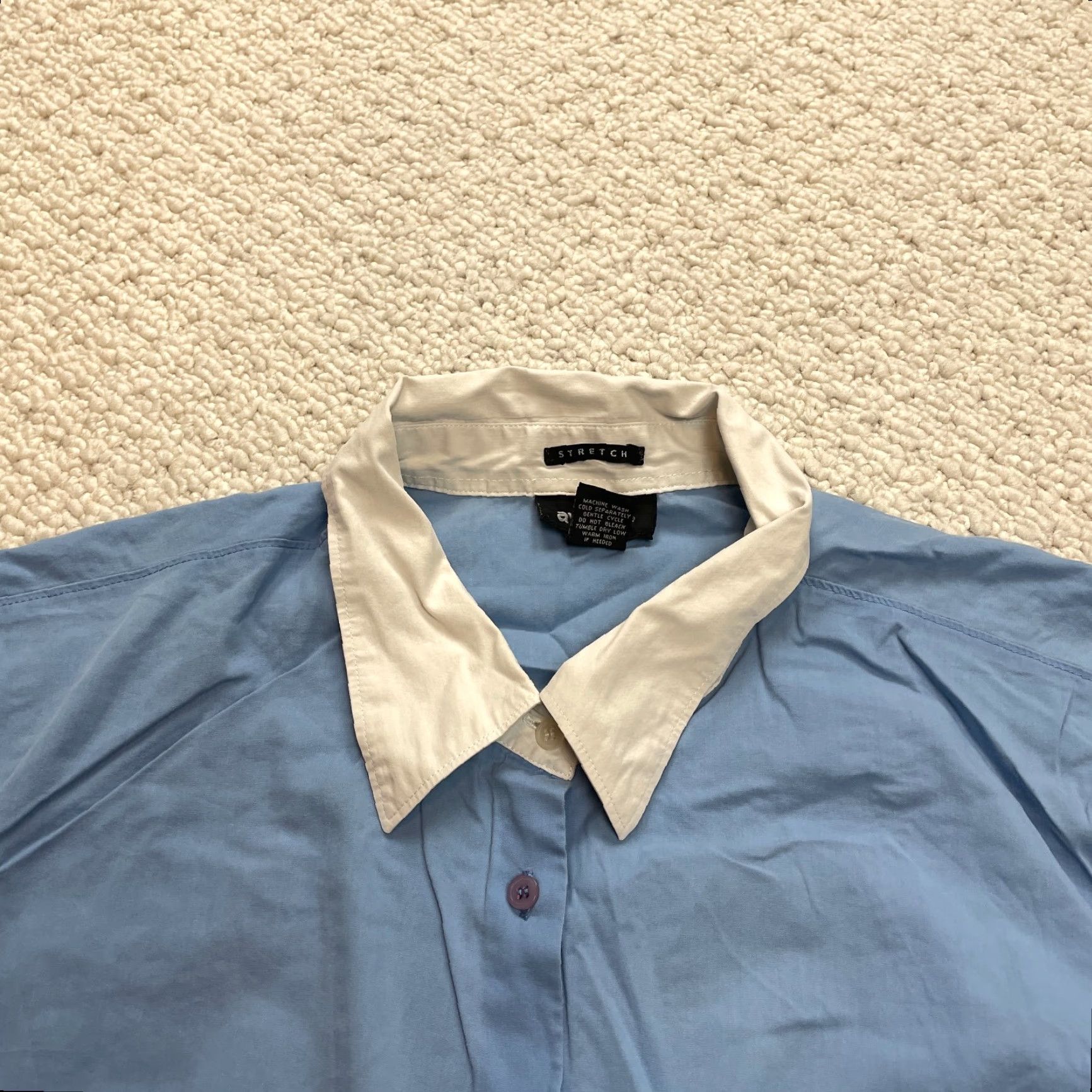 Avenue Avenue Button-Up Shirt Womens 26/28 Blue Long Sleeve Knit Stretch Casual Fall Spring Summer Size 4XL / US 24-26 - 7 Thumbnail