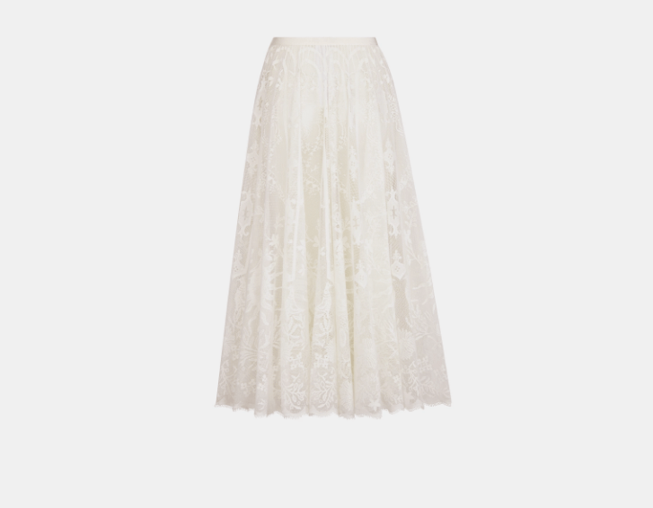 Dior o1w1db10925 441J75 Midi Skirt in White Size 25" / US 0 / IT 36 - 2 Thumbnail