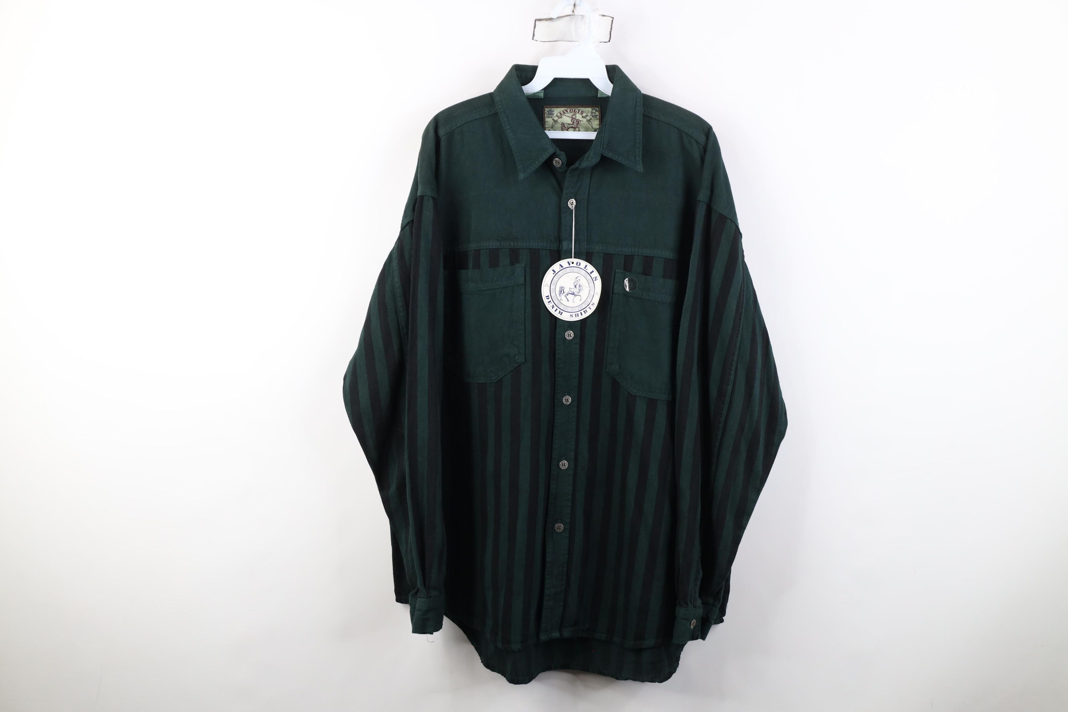 Vintage Deadstock Vintage 90s Streetwear Denim Button Shirt Green Size US L / EU 52-54 / 3 - 1 Thumbnail