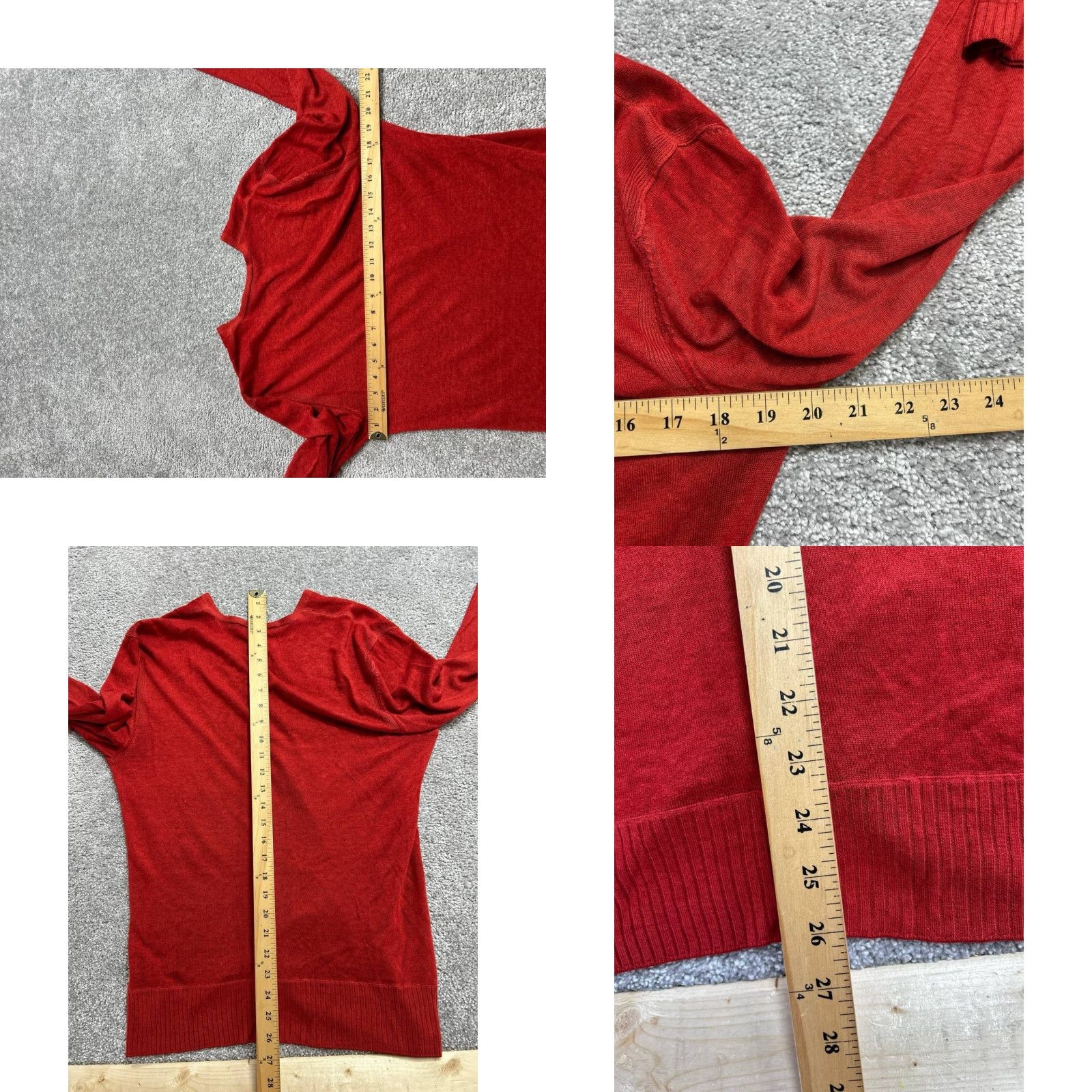 John Varvatos John Varvatos Sweater Mens Medium Red Silk Tight Knit Ribbed V Neck Size US M / EU 48-50 / 2 - 8 Thumbnail