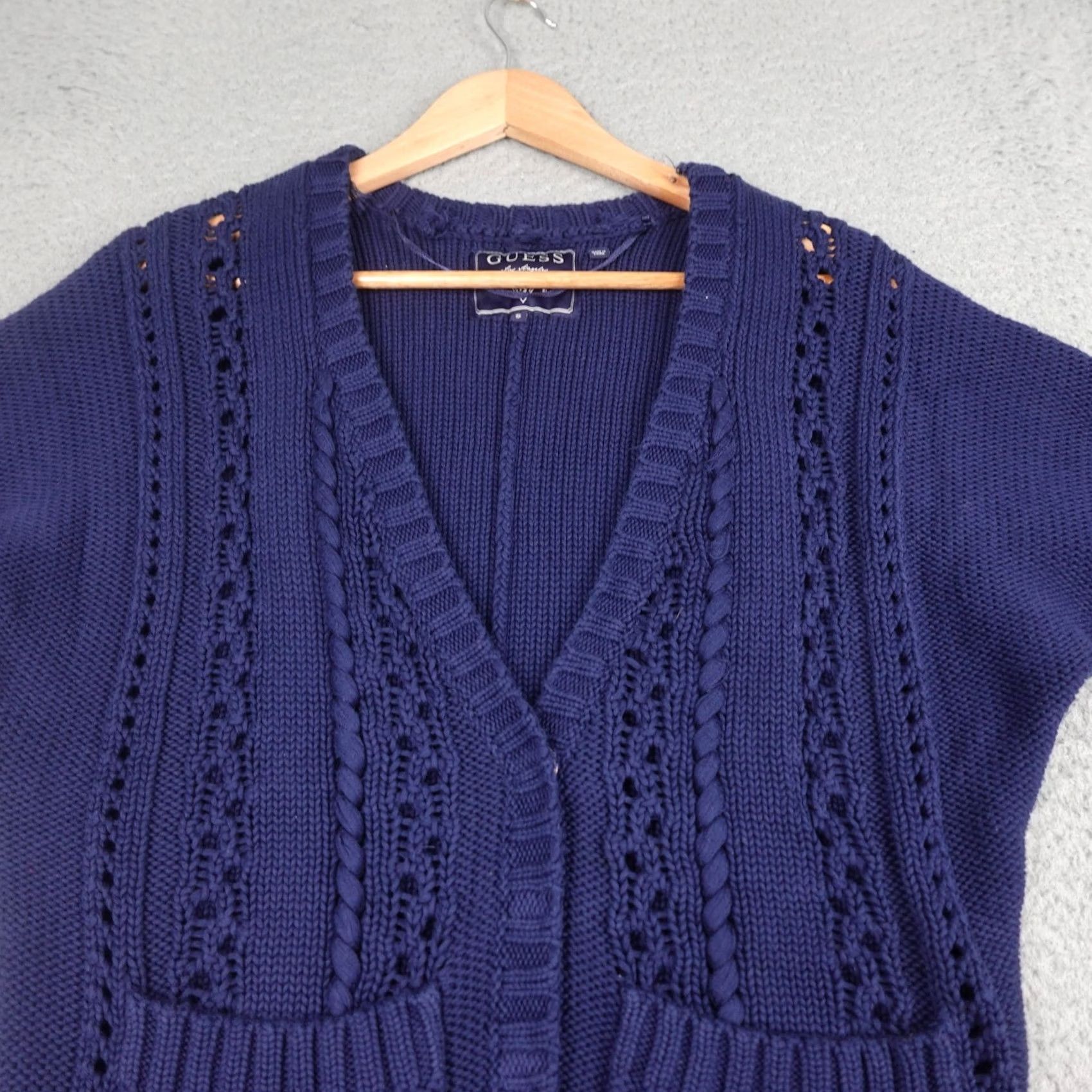 Guess VINTAGE Guess Cardigan Sweater Womens Small Blue Open Knit Short Sleeve Button Beach Size S / US 4 / IT 40 - 3 Thumbnail