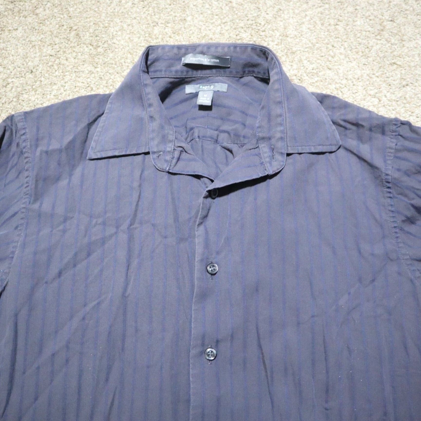 Apt. 9 Apt. 9 Shirt Button-Up Men M Black Striped Long Sleeve Classic Size US M / EU 48-50 / 2 - 2 Thumbnail