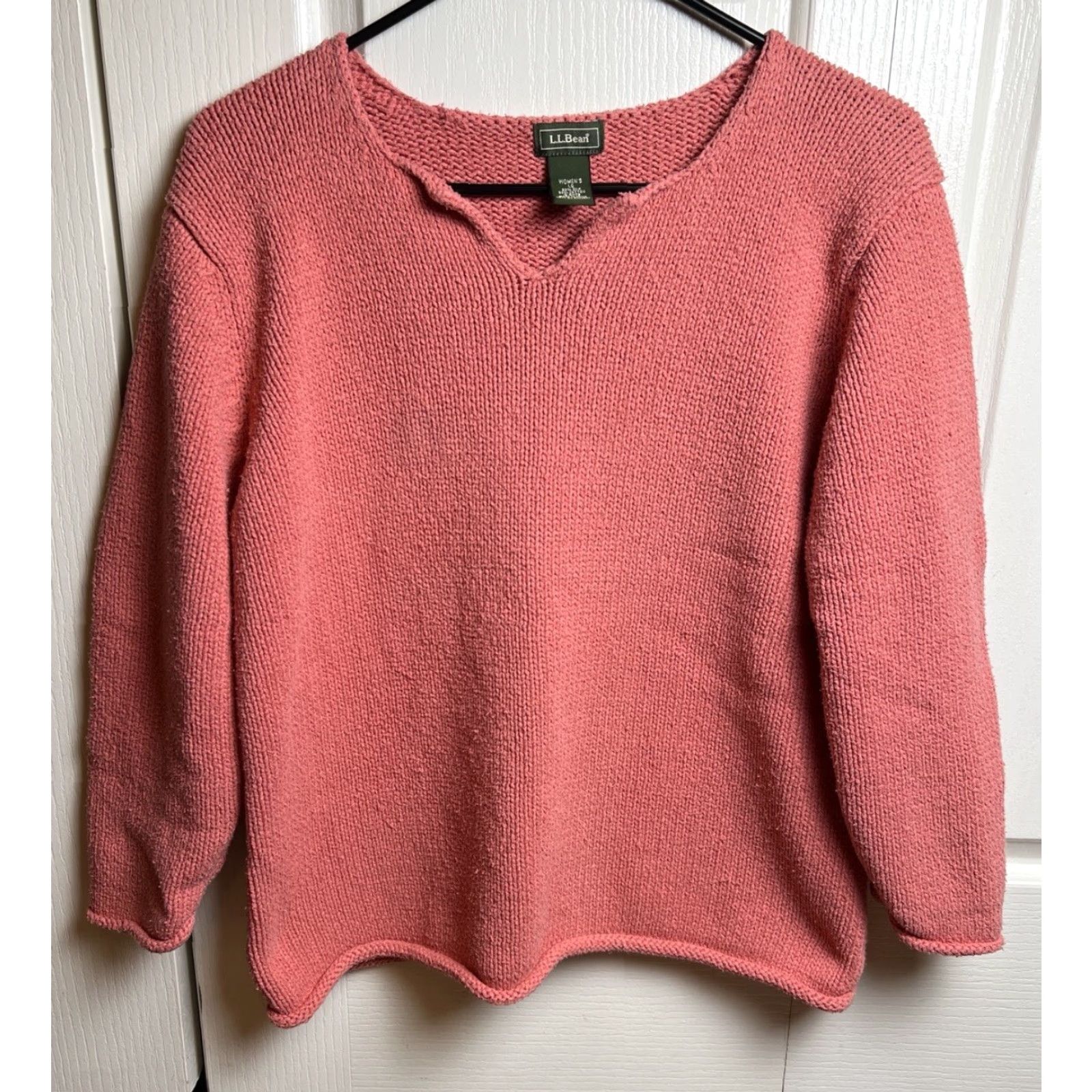 Vintage VINTAGE L.L. Bean Women’s Pink Silk Blend V Neck Chunky Knit Sweater Size Medium Size M / US 6-8 / IT 42-44 - 2 Thumbnail