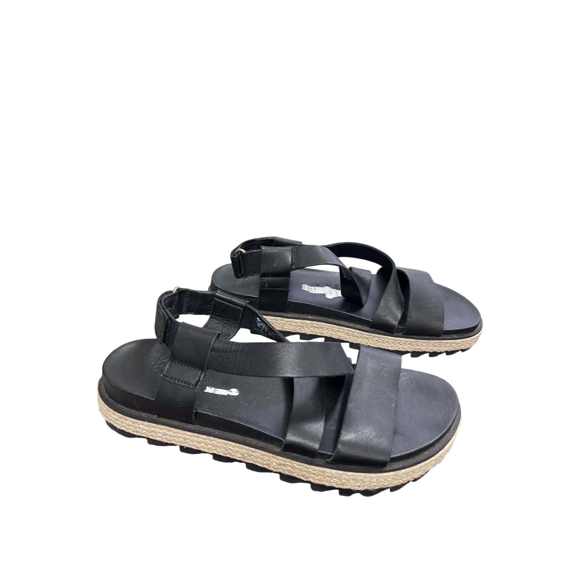SOREL Sorel wms black leather open toe casual sandals shoes sz8 SK Size US 8 / IT 38 - 3 Thumbnail