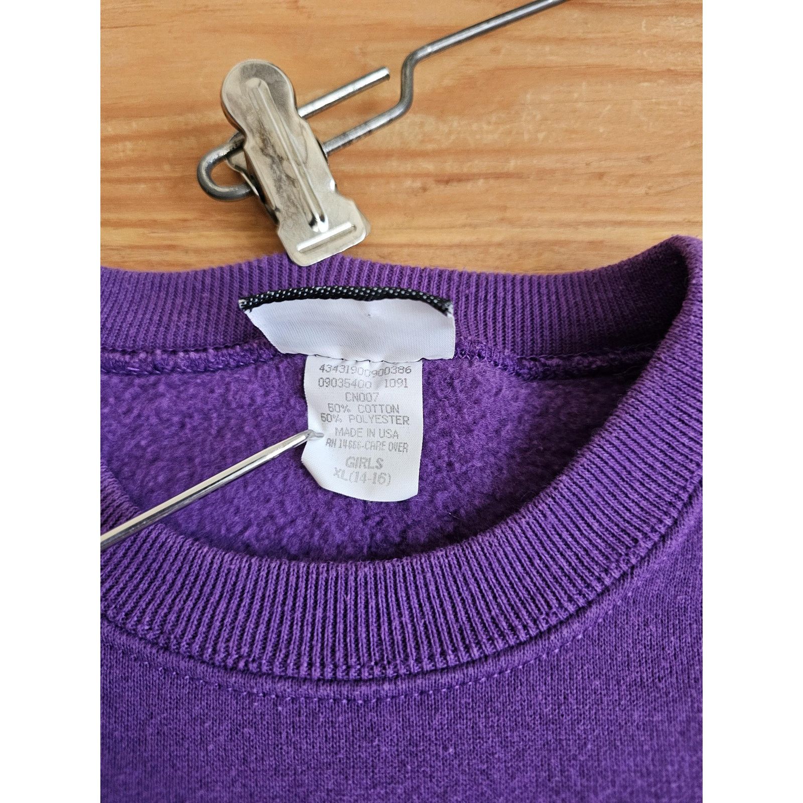 Lee Lee Blank Plain Purple Sweatshirt Girls Sz XL 14-16 1990s Size XL / US 12-14 / IT 48-50 - 3 Thumbnail