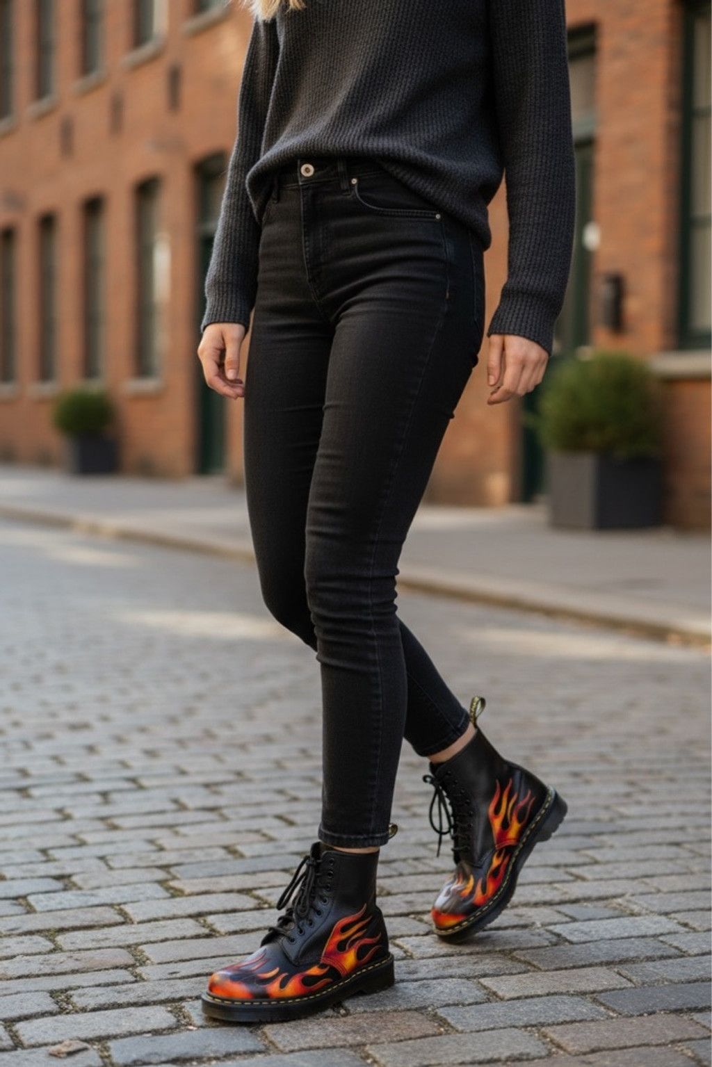 Dr. Martens Dr. Martens 1460 Pascal Flame Boots Black Red US 8 Size US 8 / IT 38 - 6 Thumbnail