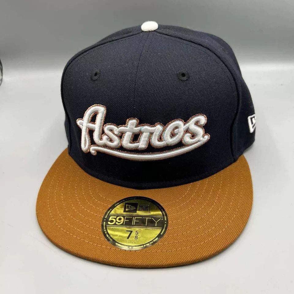 New Era Houston Astros Hat Men 7 5/8 59Fifty New Era MLB Fitted Cap Size ONE SIZE - 3 Thumbnail