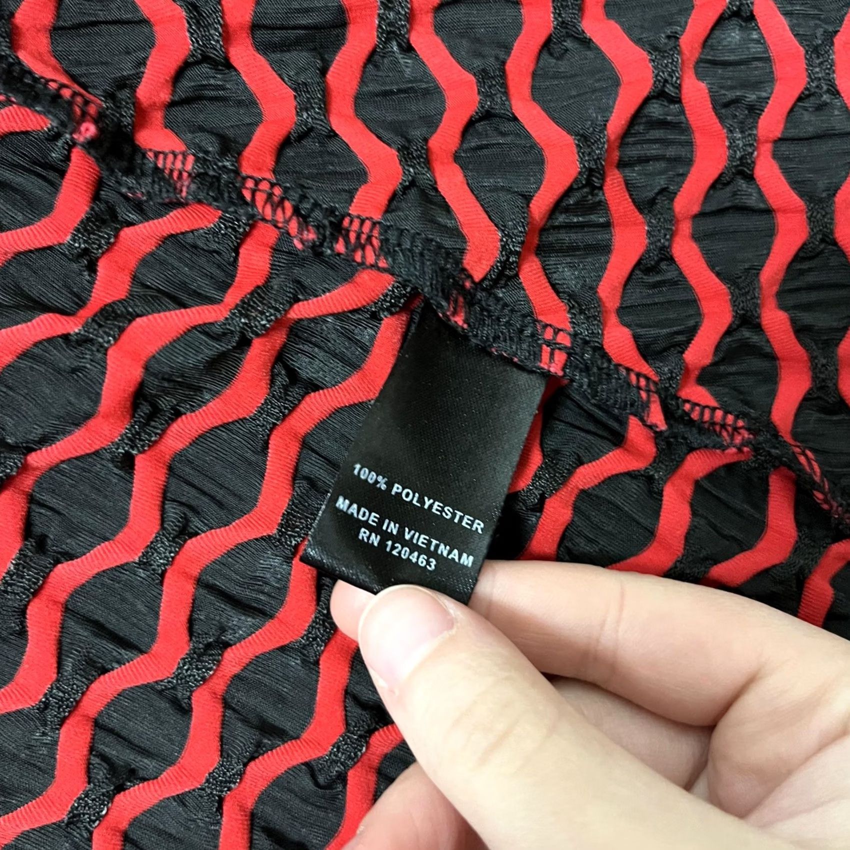 Vintage Peck & Peck Jacket Womens Large Red Black Geometric Textured Open Front Pockets Vintage No L Short Jacket Coat Casual Spring Summer Fall Womens Size L / US 10 / IT 46 - 3 Thumbnail