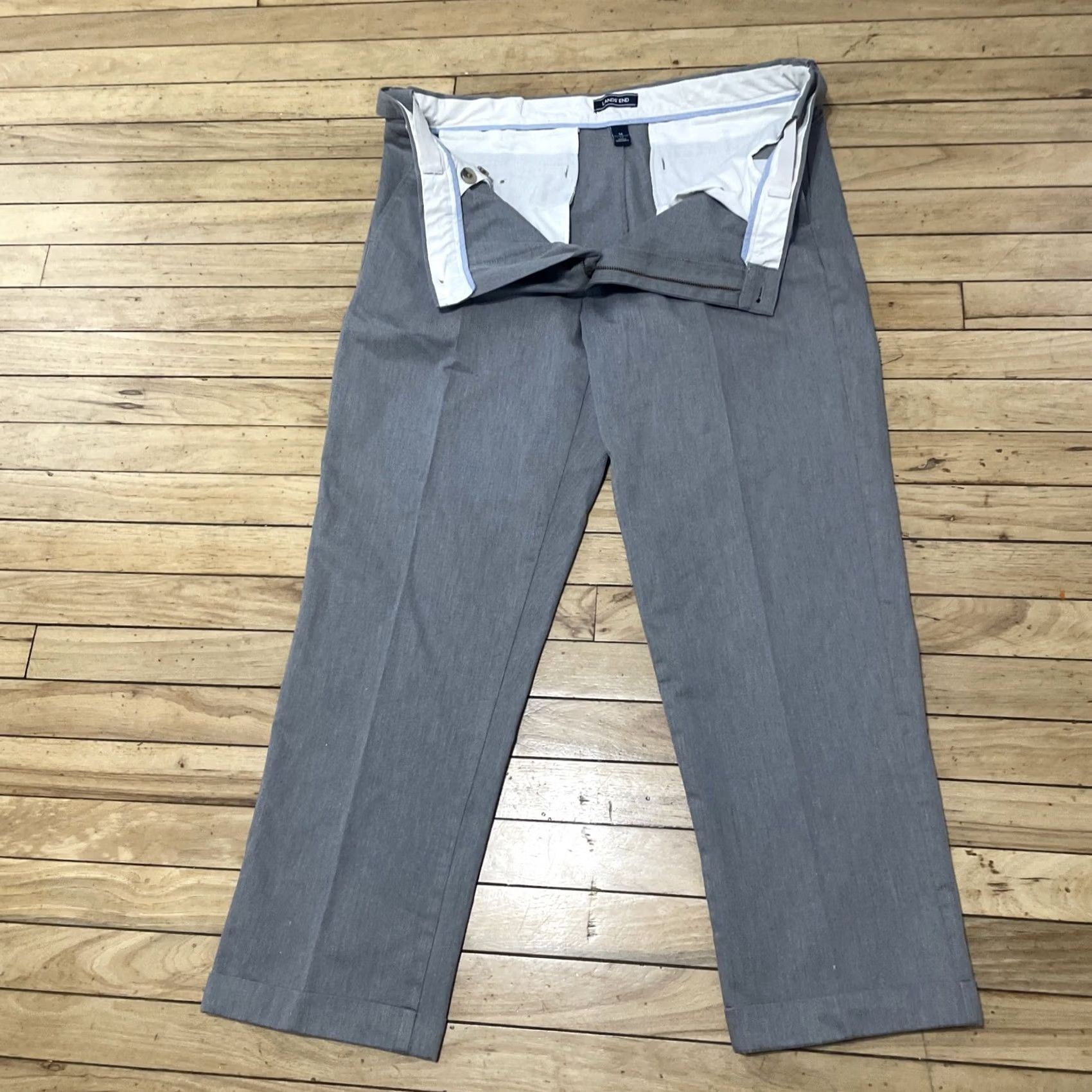 Lands' End Lands' End Gray Pants Mens 36x32 Flat Front Relax Stretch Cotton Work Trousers Pants Mens Gray 90s Preppy School Vintage No Mens Size US 36 / EU 52 - 2 Thumbnail