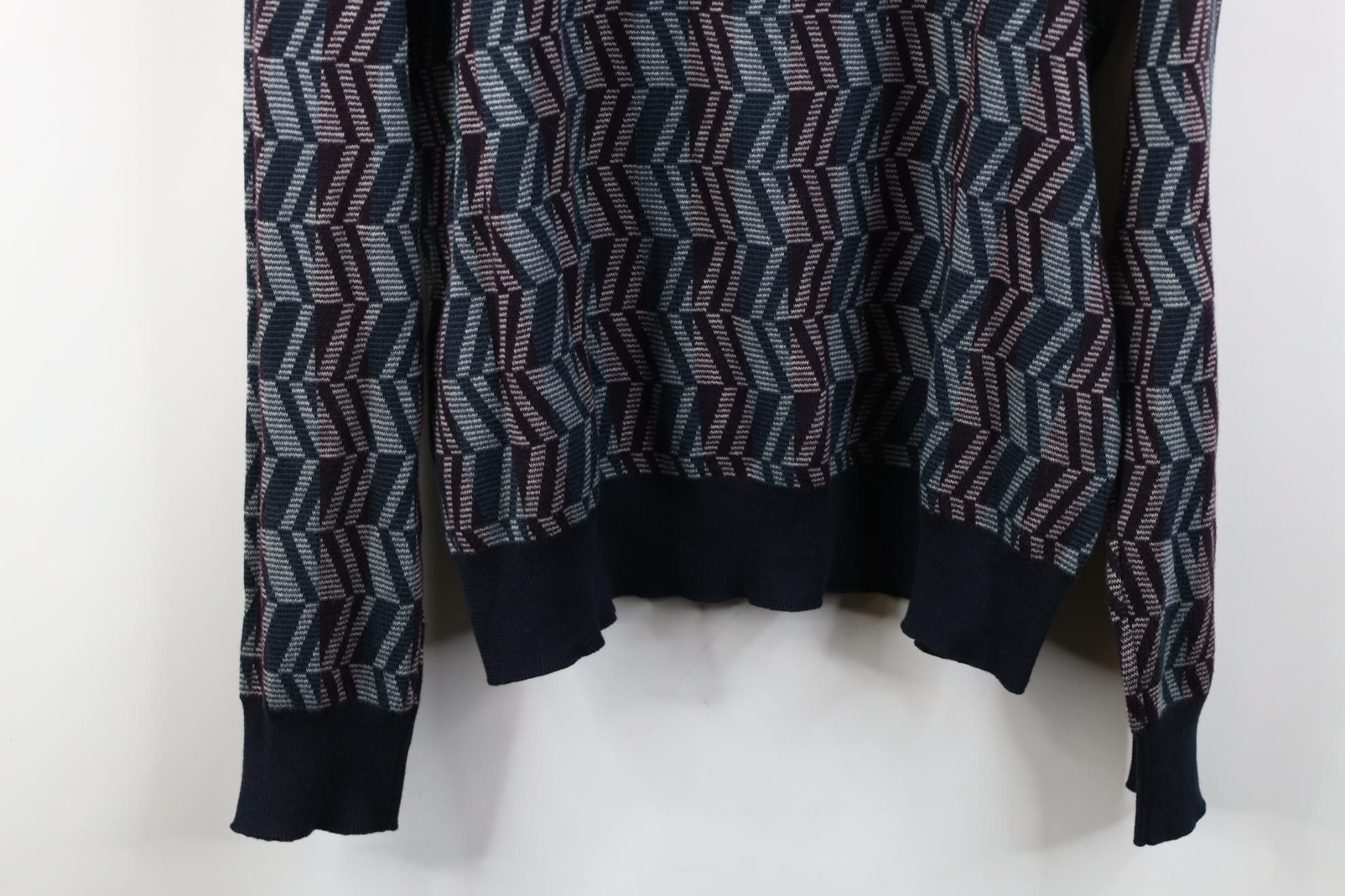 Vintage Vintage Y2K Streetwear Checkered Wavy Knit Crewneck Sweater Size US L / EU 52-54 / 3 - 10 Thumbnail