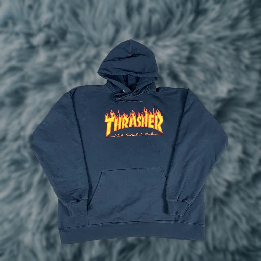 Thrasher VINTAGE Thrasher Magazine Hoodie Sweatshirt Mens L Black Flame Logo Pullover Logo Mens L Black Fire Size US L / EU 52-54 / 3 - 1 Thumbnail