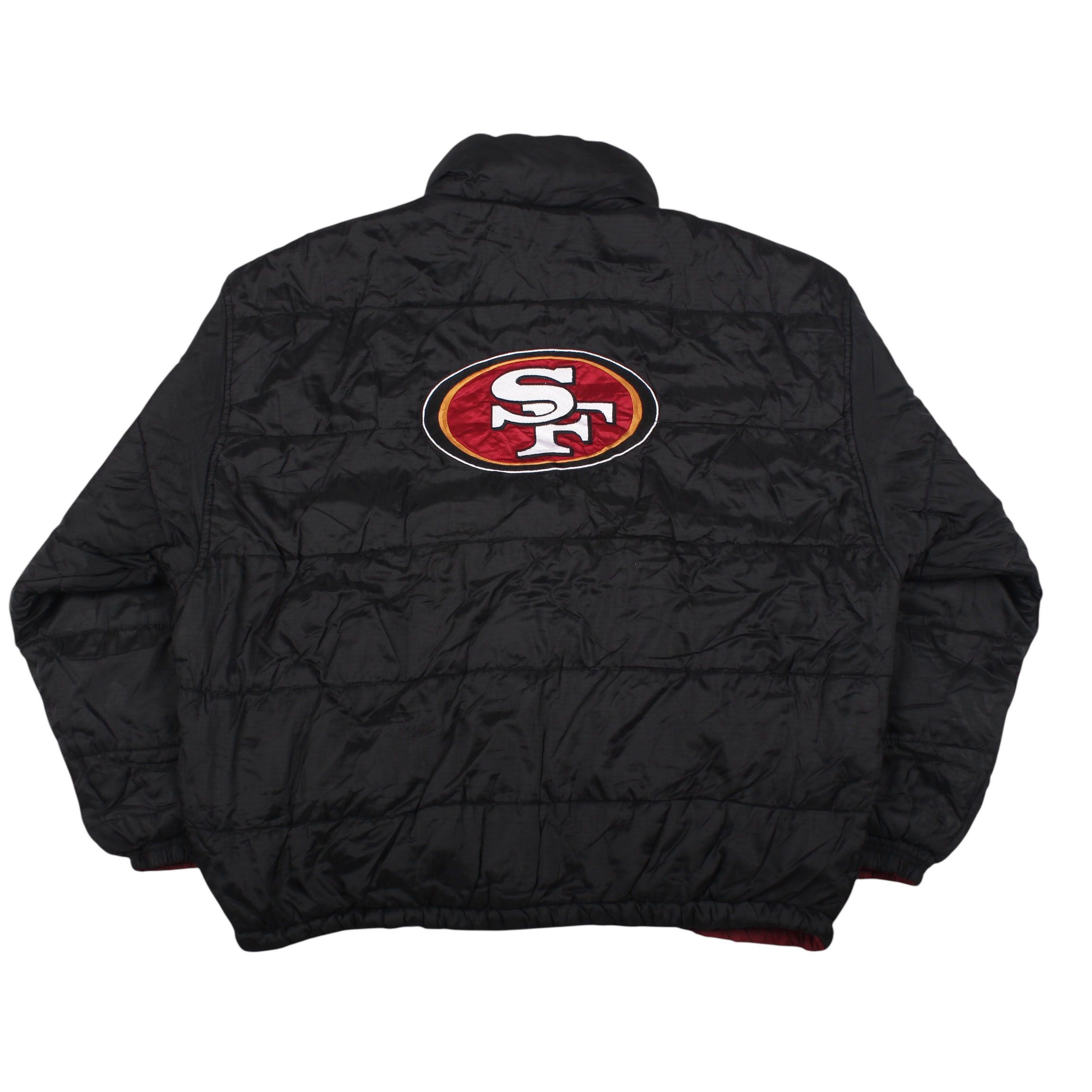 Vintage San Francisco 49ers Puffer Jacket Black SF Logo NFL Size US XXL / EU 58 / 5 - 2 Thumbnail