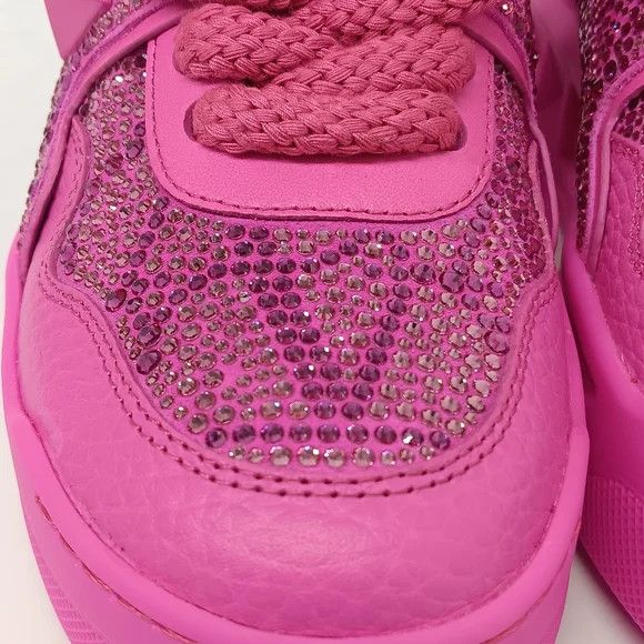 Valentino Valentino One Stud Fuchsia Sneakers w/ Iconographe Crystals Size US 7 / IT 37 - 9 Thumbnail