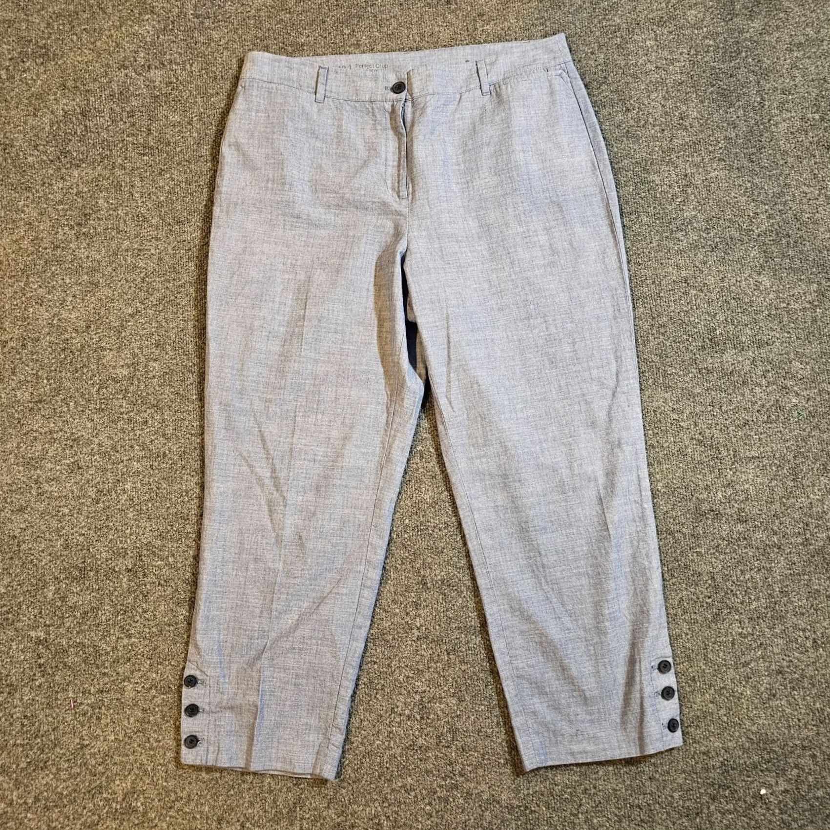 Talbots Talbots Pants Womens 12 Blue Chino Mid Rise Buttons Tapered Cropped Casual Basic Size 34" / US 12 / IT 48 - 2 Thumbnail