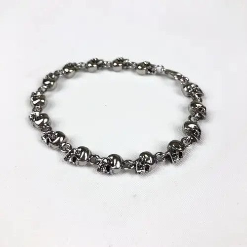 Avant Garde x Jewelry Skull Bracelet Y2K Punk Chain Gotch in Silver, Men's