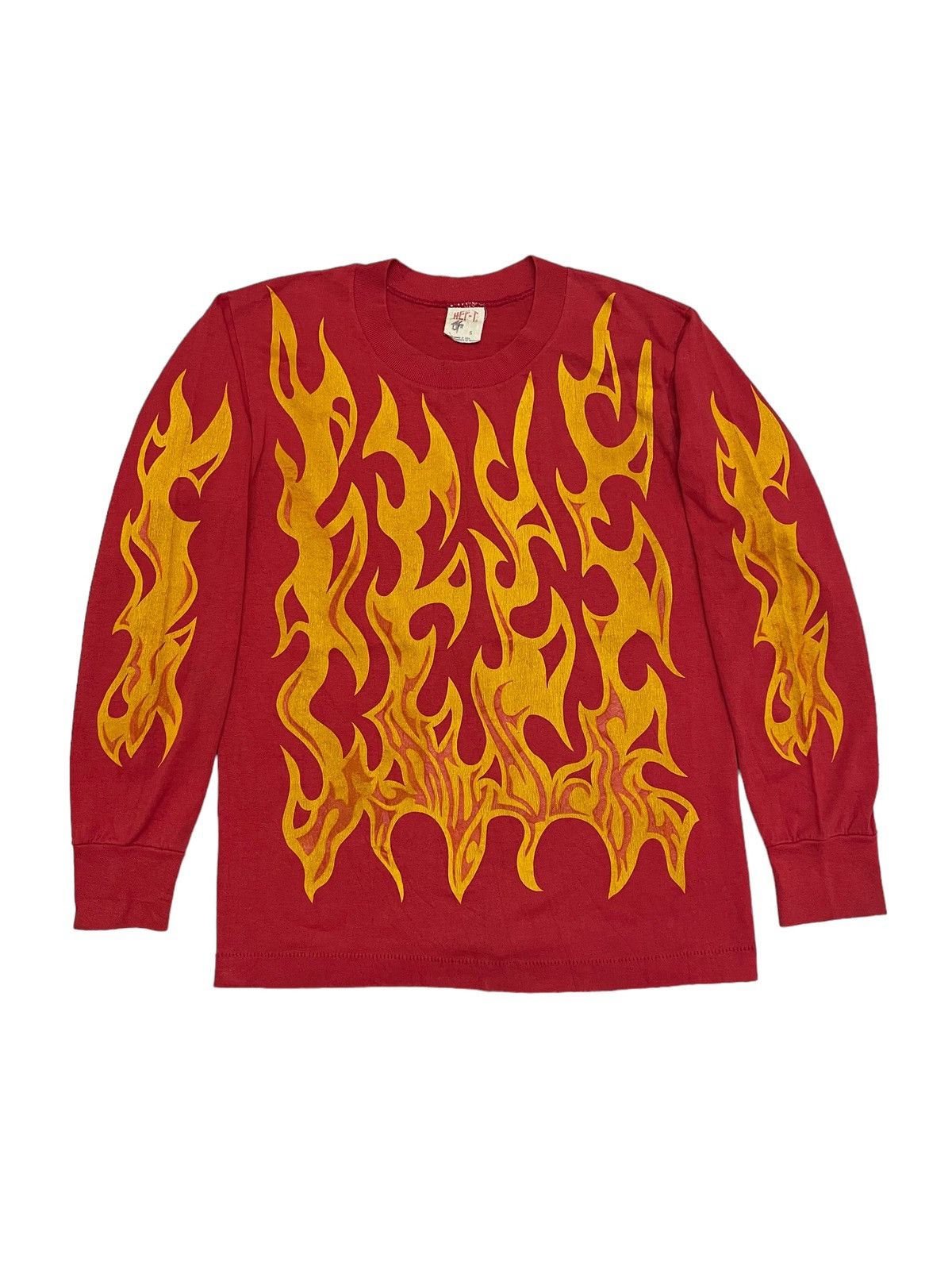 Vintage VINTAGE 80s RED FLAME LONGSLEEVE T-SHIRT Size US S / EU 44-46 / 1 - 1 Thumbnail