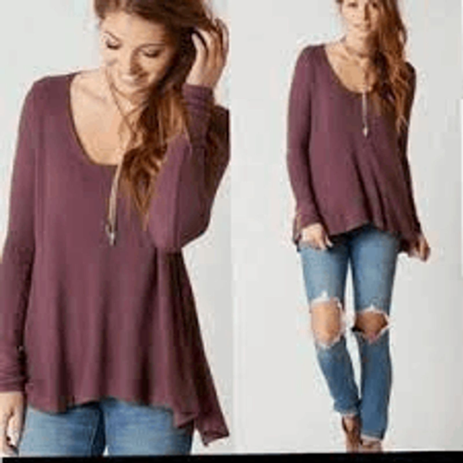 Free People We The Free Malibu purple long sleeve thermal shirt medium Grailed