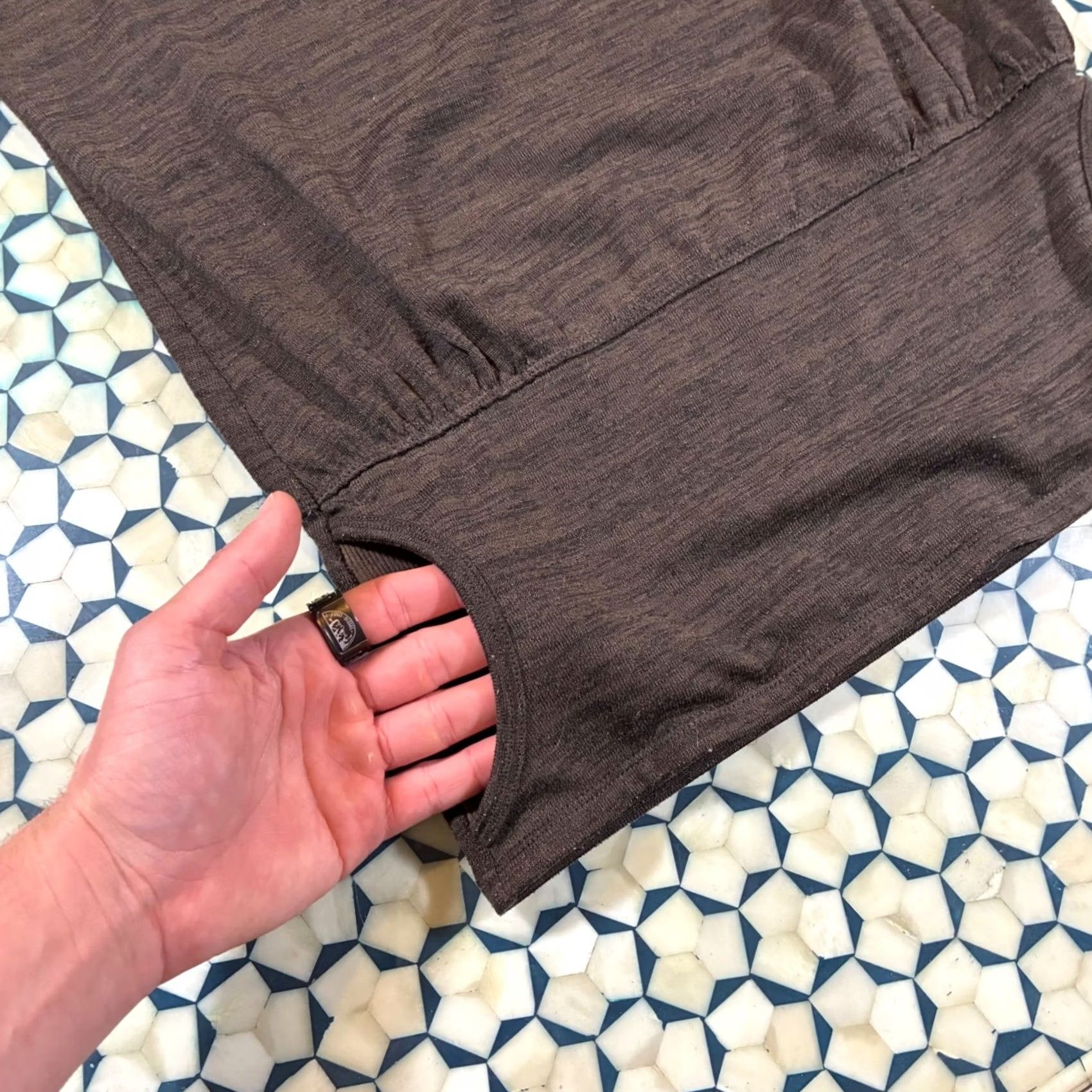 Athleta Athleta XXS Heathered Charcoal 3/4 Sleeve Top with Pockets Cinched Waist Size XXS / US 00 / IT 34 - 3 Thumbnail