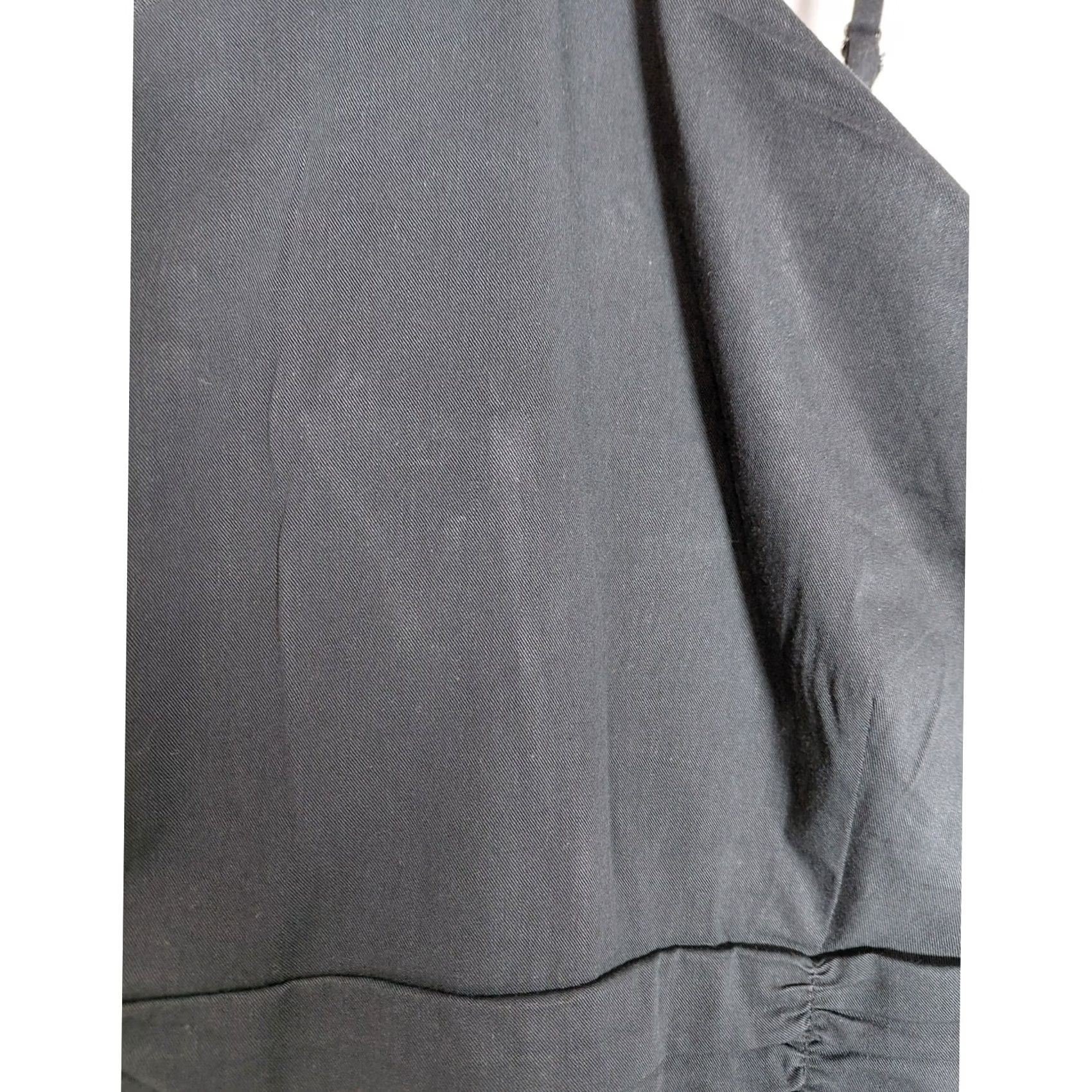 Banana Republic BANANA REPUBLIC Linen Blend Cotton Blend Dress Black Solid Woven Midi Size 0 Size XS / US 0-2 / IT 36-38 - 3 Thumbnail
