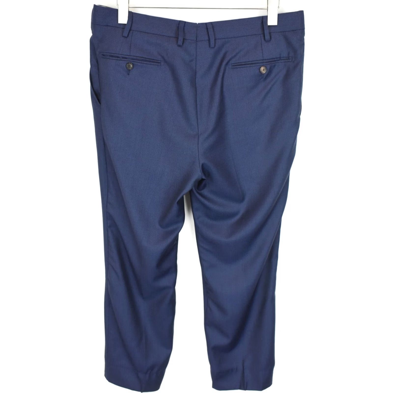 Suitsupply Suitsupply Sienna Trousers Men UK 44S / W37 Patterned Blue Wool Pleated Tapered Dress Pants Size US 44 / EU 60 - 2 Thumbnail